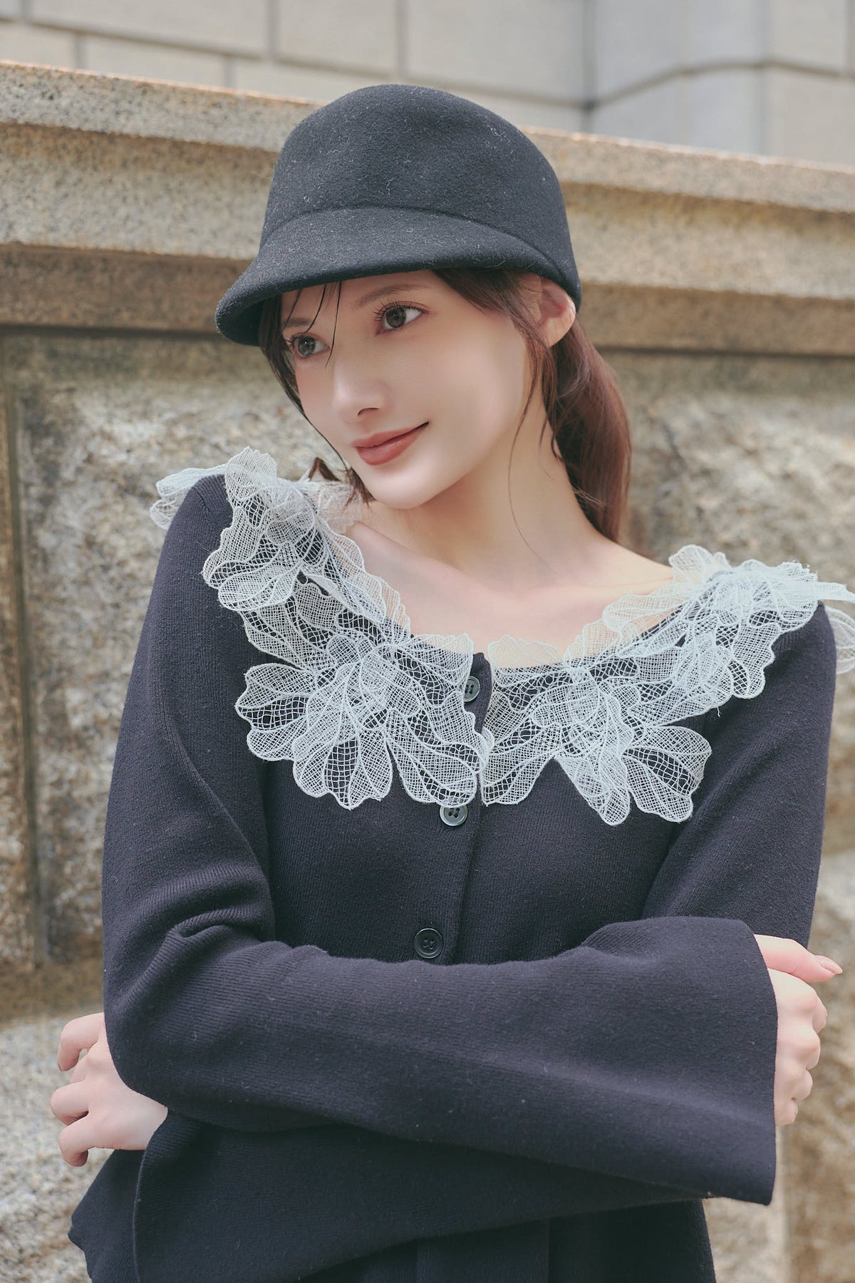 レースペプラムカーディガン