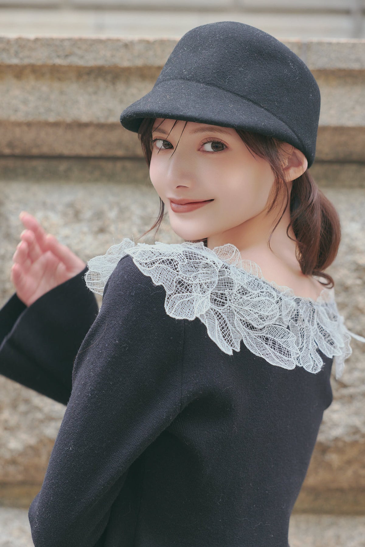 レースペプラムカーディガン