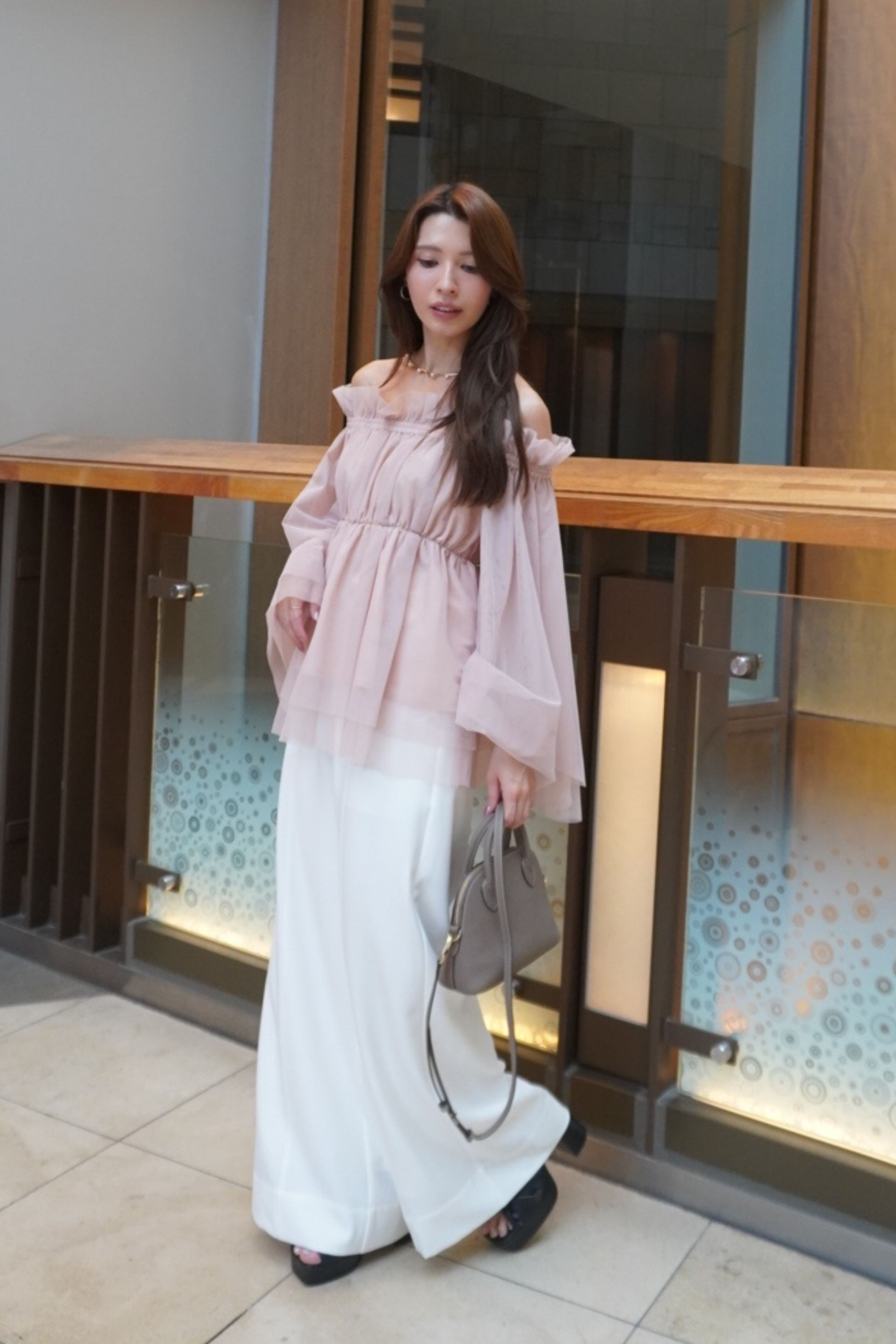 Tulle peplum blouse