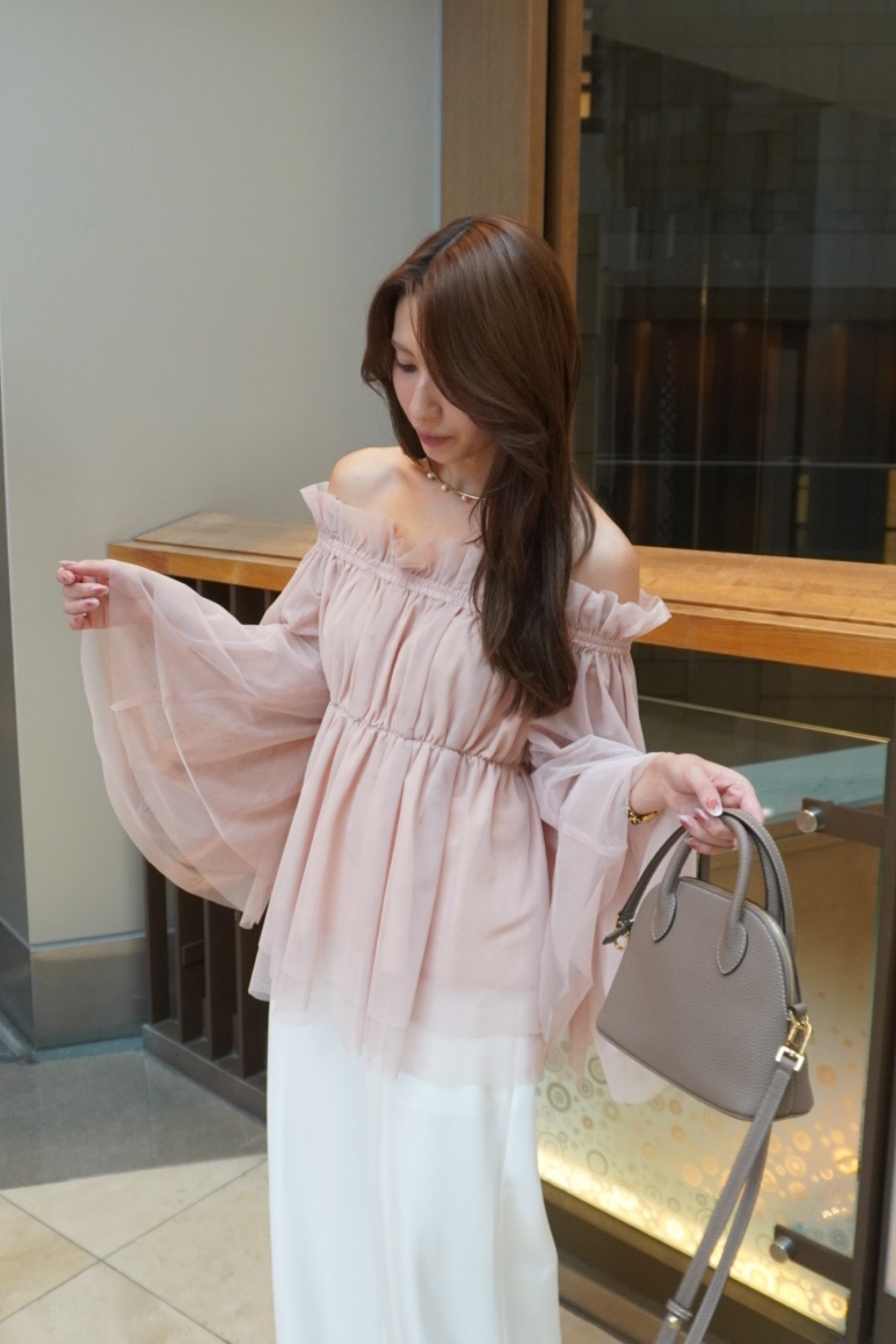 Tulle peplum blouse