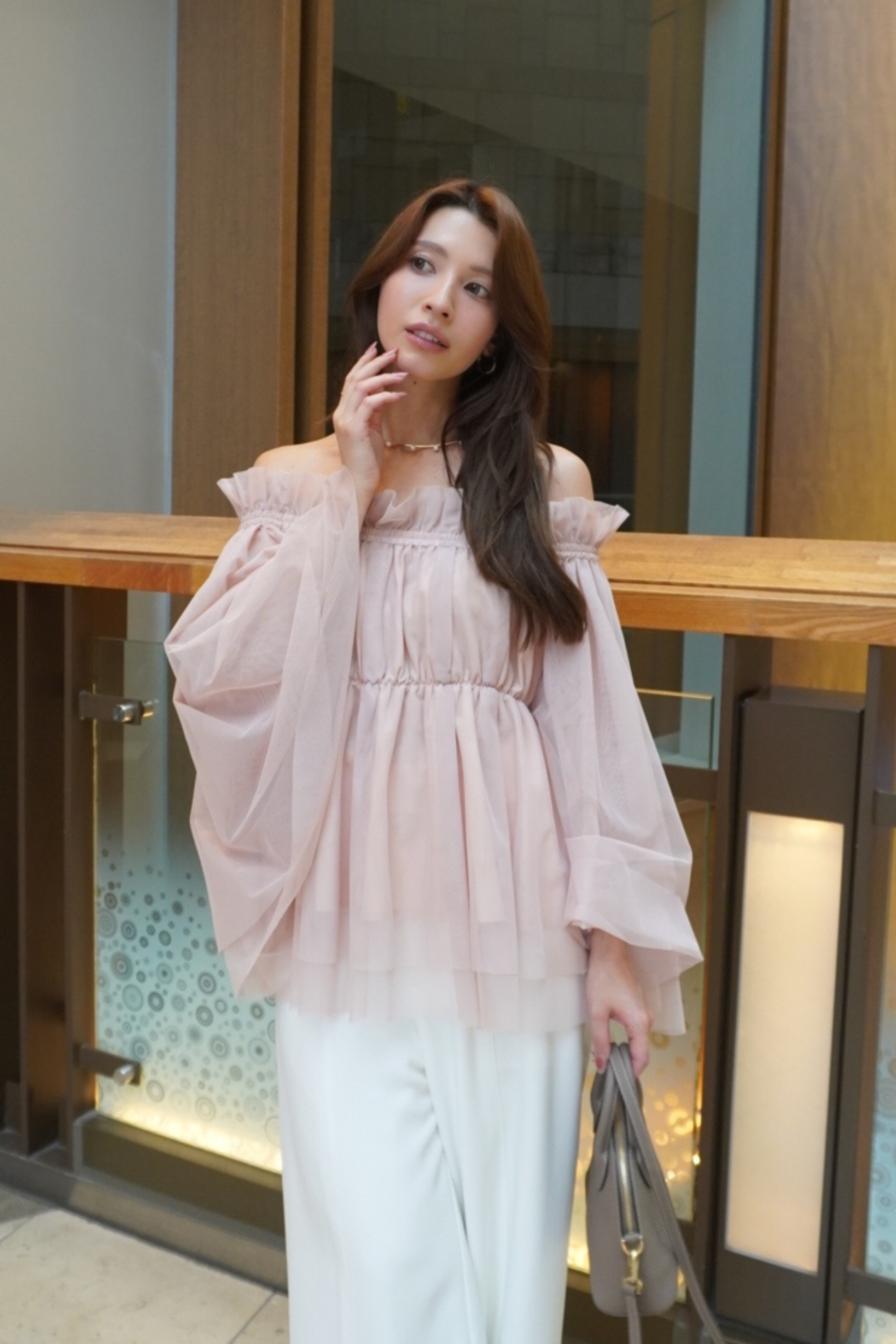 Tulle peplum blouse