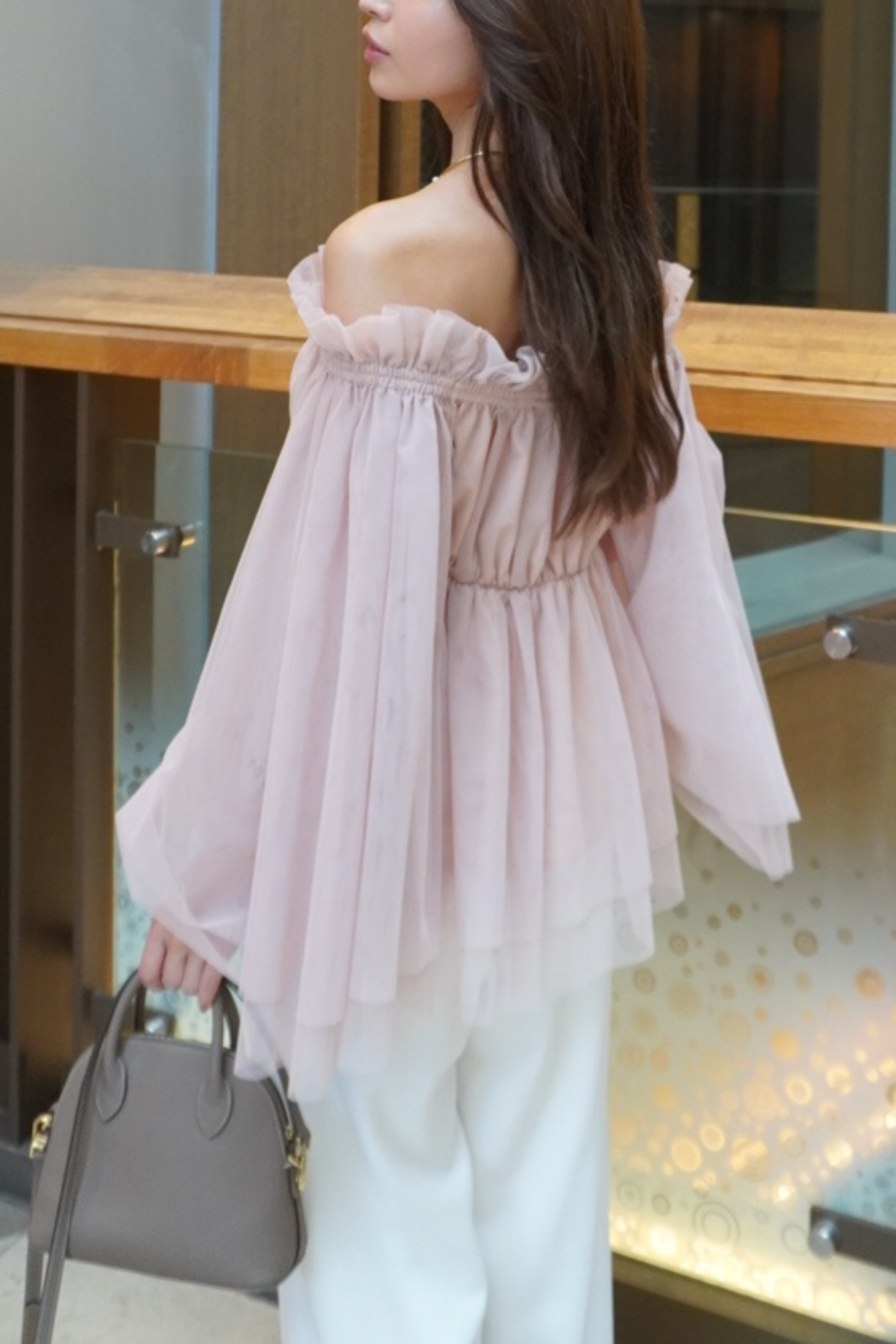 Tulle peplum blouse