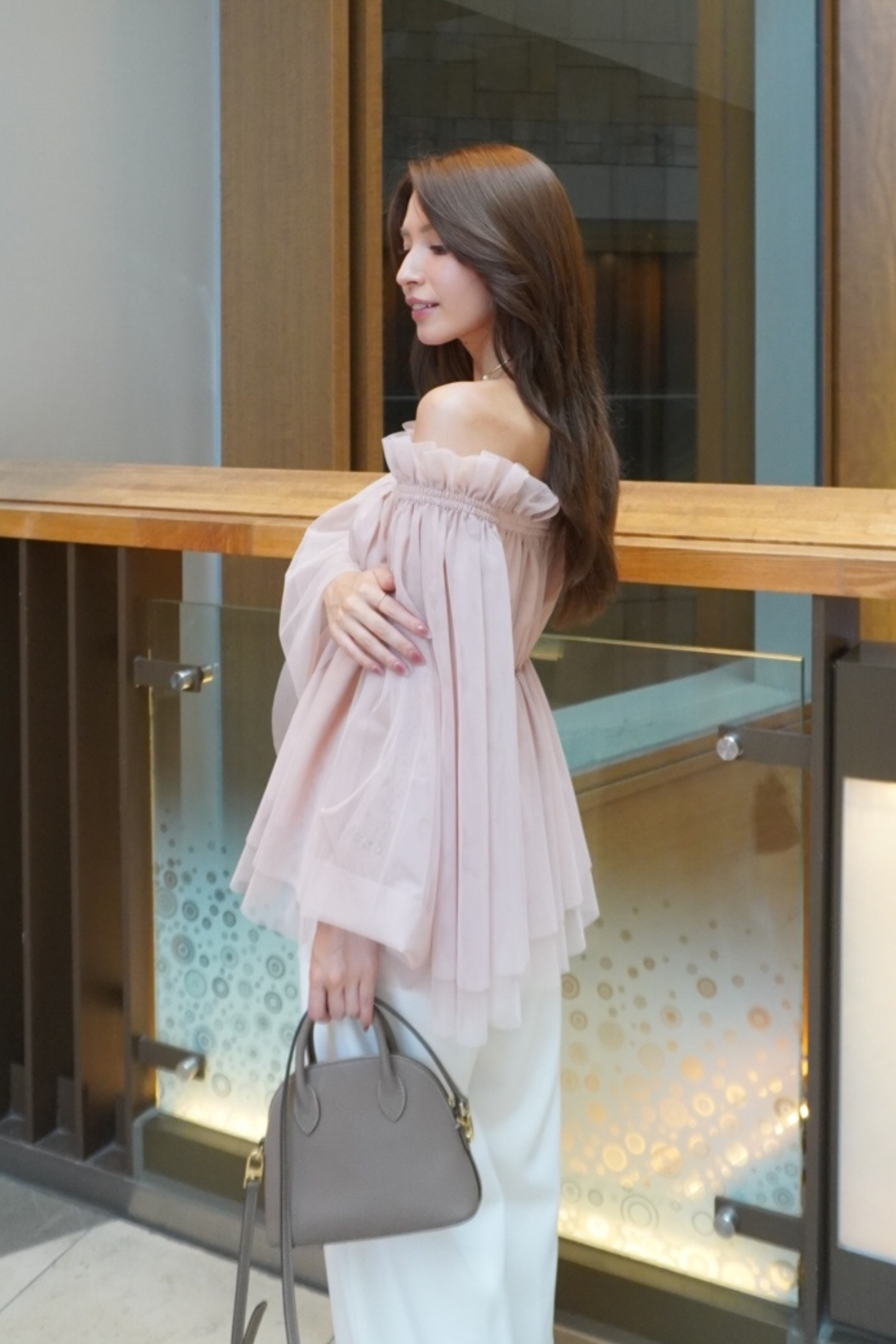 Tulle peplum blouse