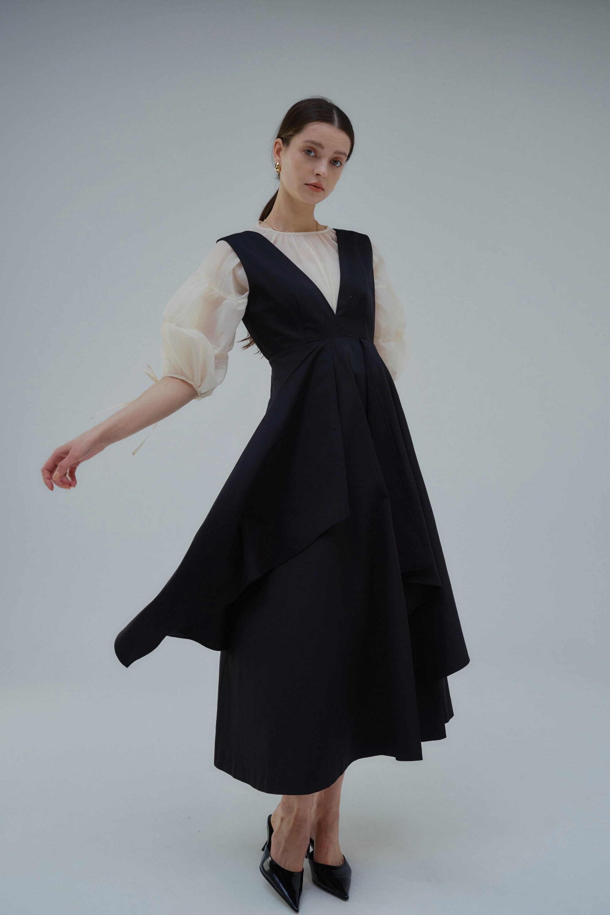 【SALE】Tiered flare jumper skirt