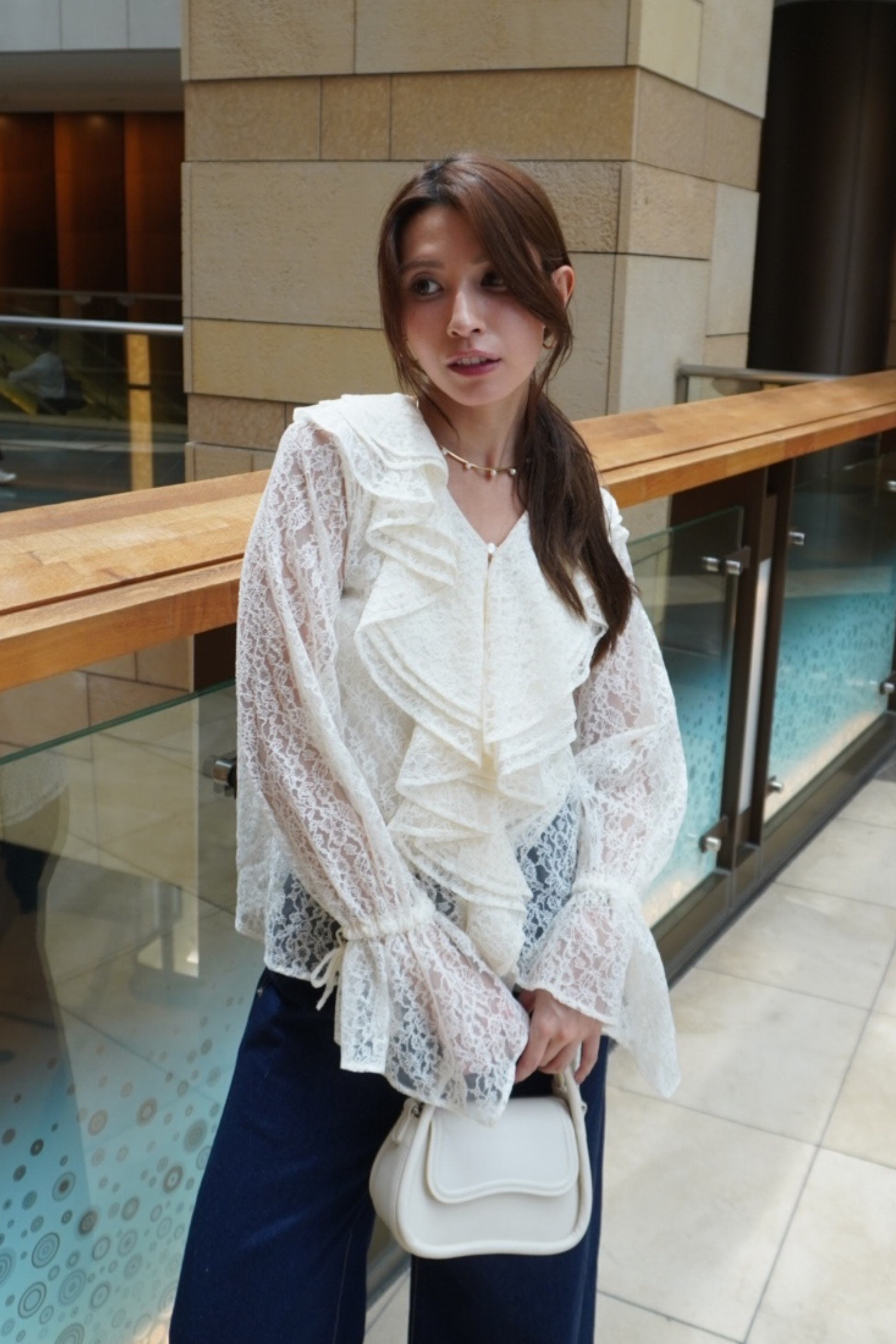 Scalloped lace blouse