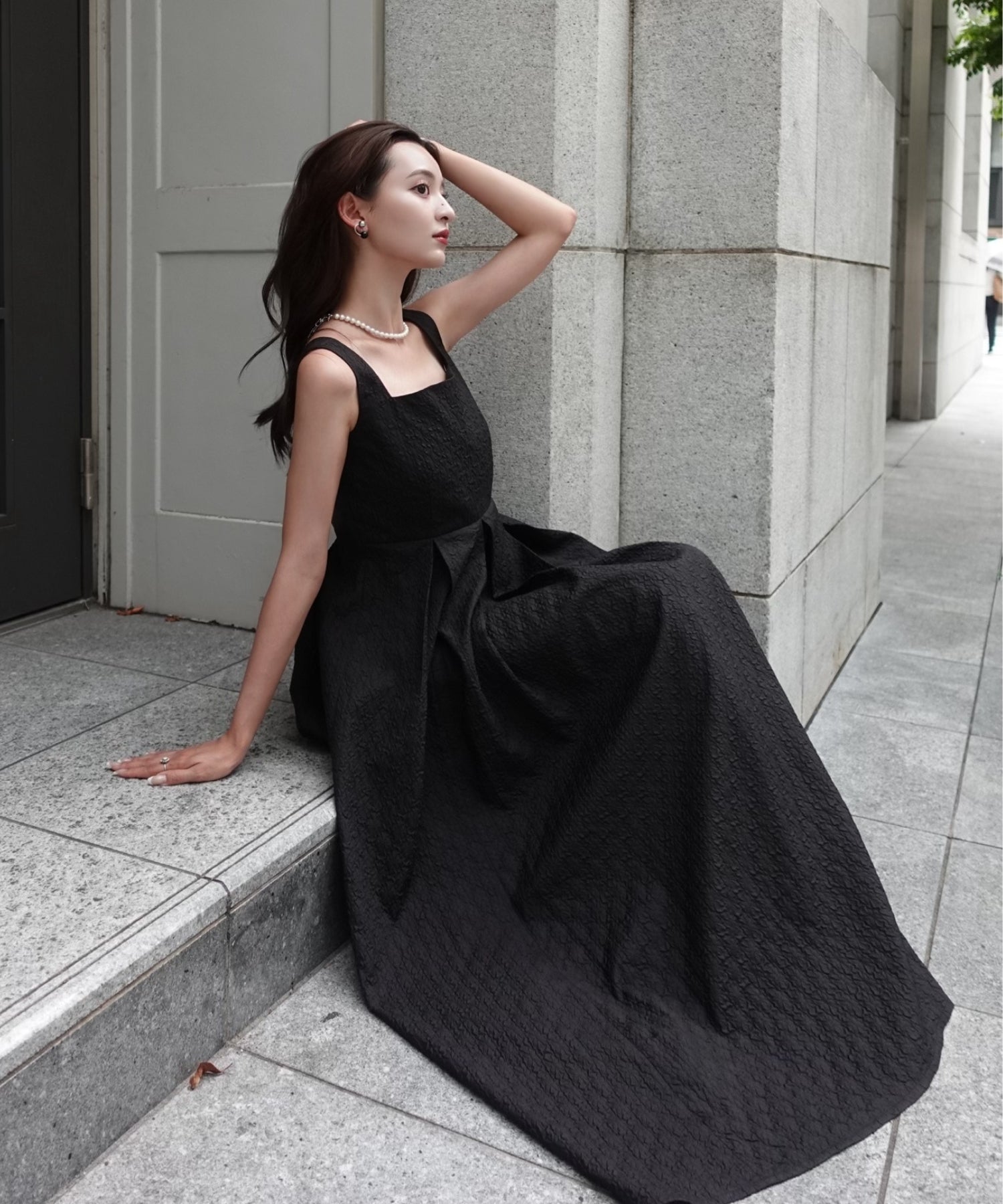 Emboss camisole one-piece