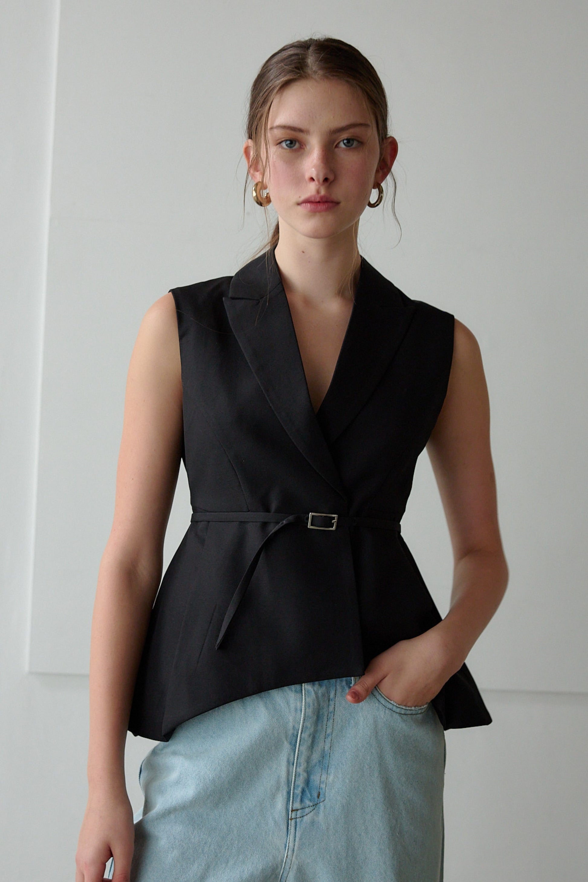 Peplum vest tops