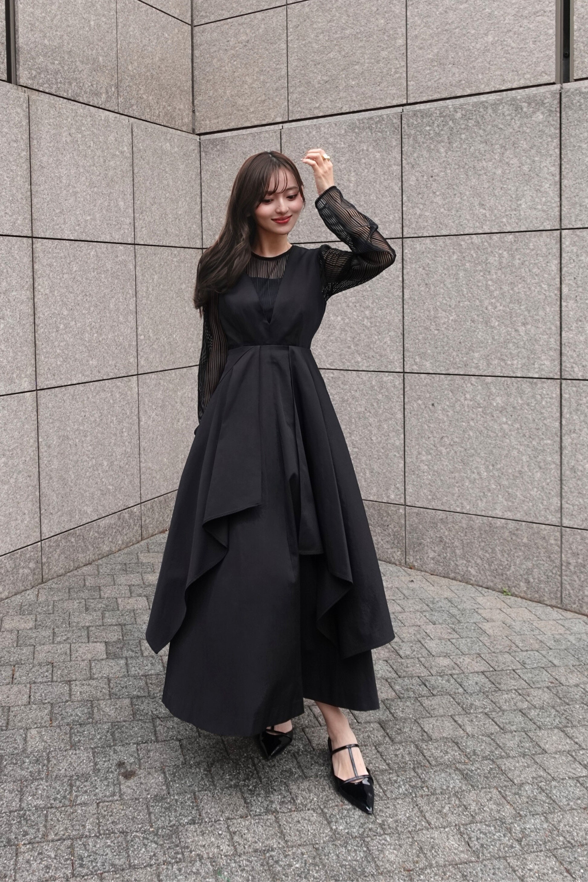 【SALE】Tiered flare jumper skirt