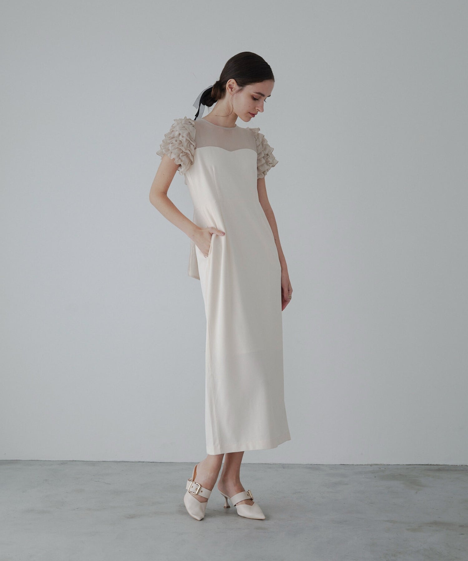 Docking shiffon ribbon dress