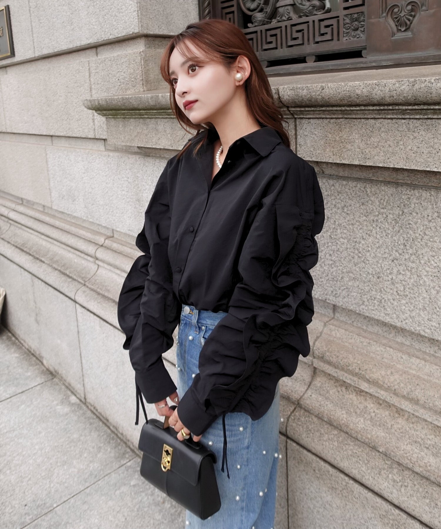 【SALE】Frill ribbon shirt