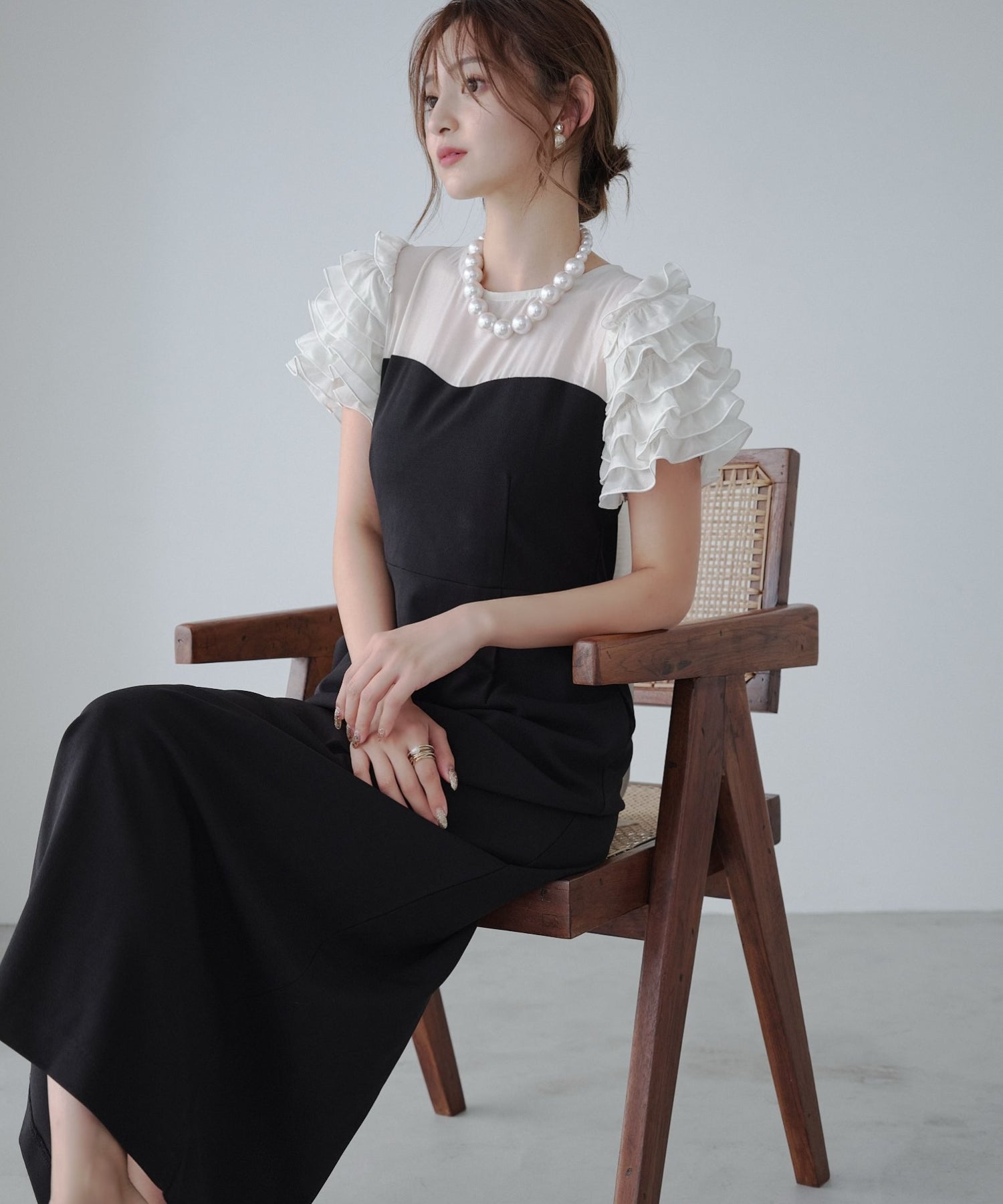 Docking shiffon ribbon dress