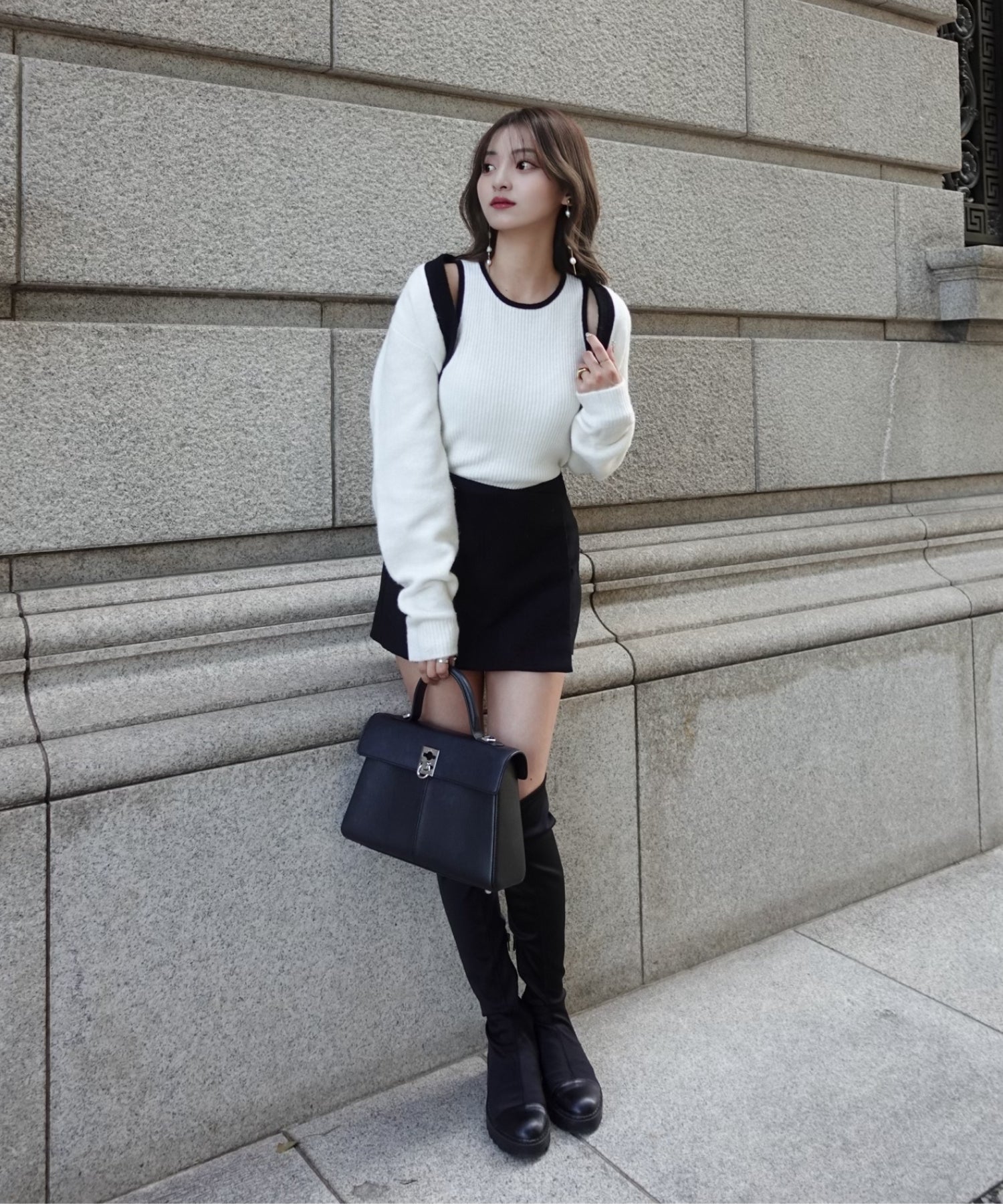 【SALE】Bicolor knit ensemble