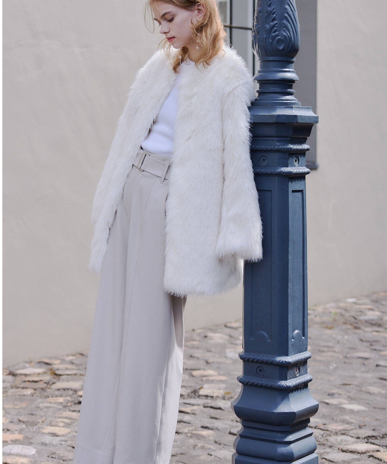Belted wide pants