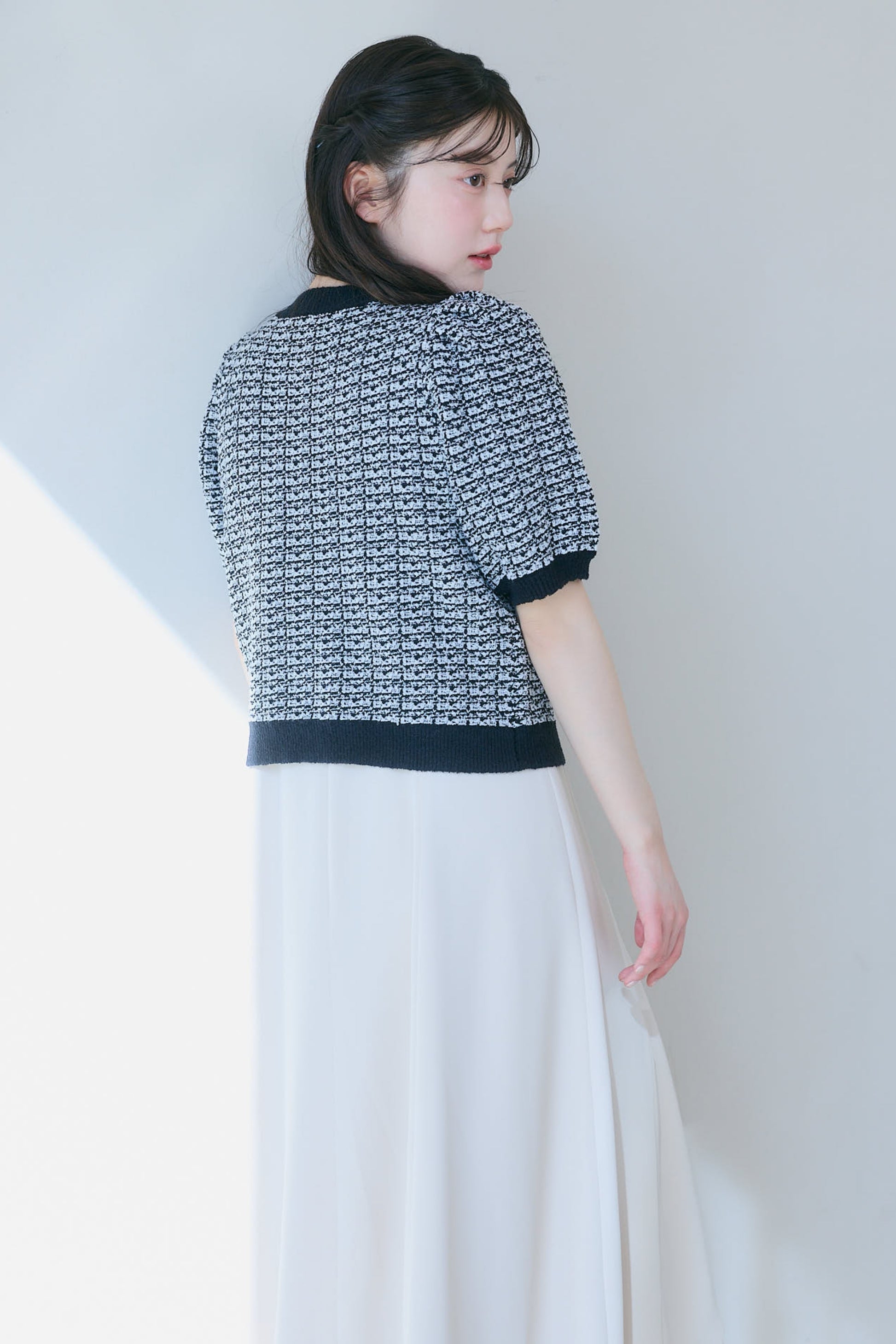 バイカラーニットカーディガン