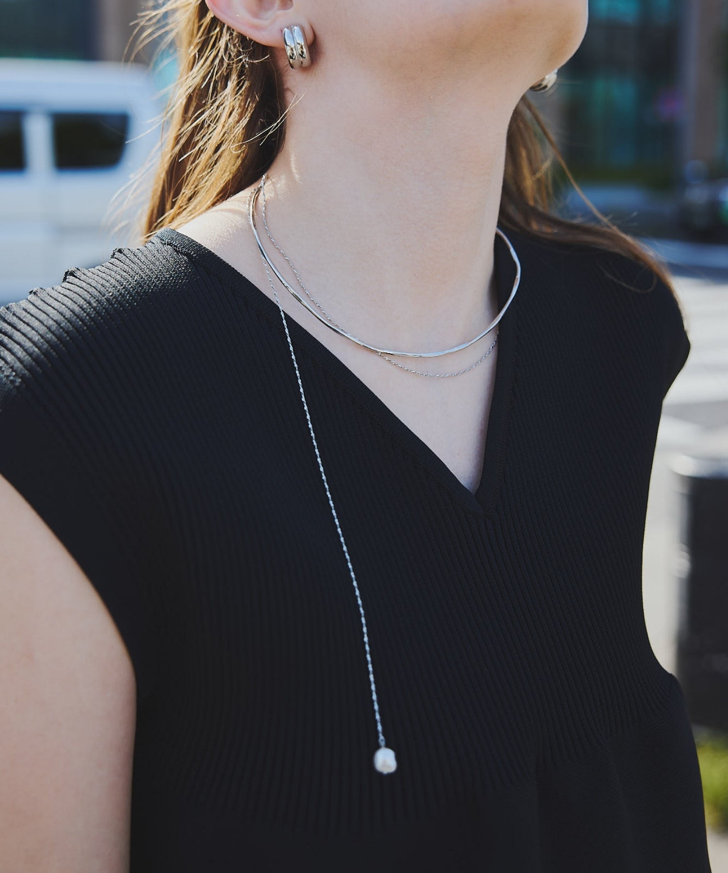 Chain pearl choker