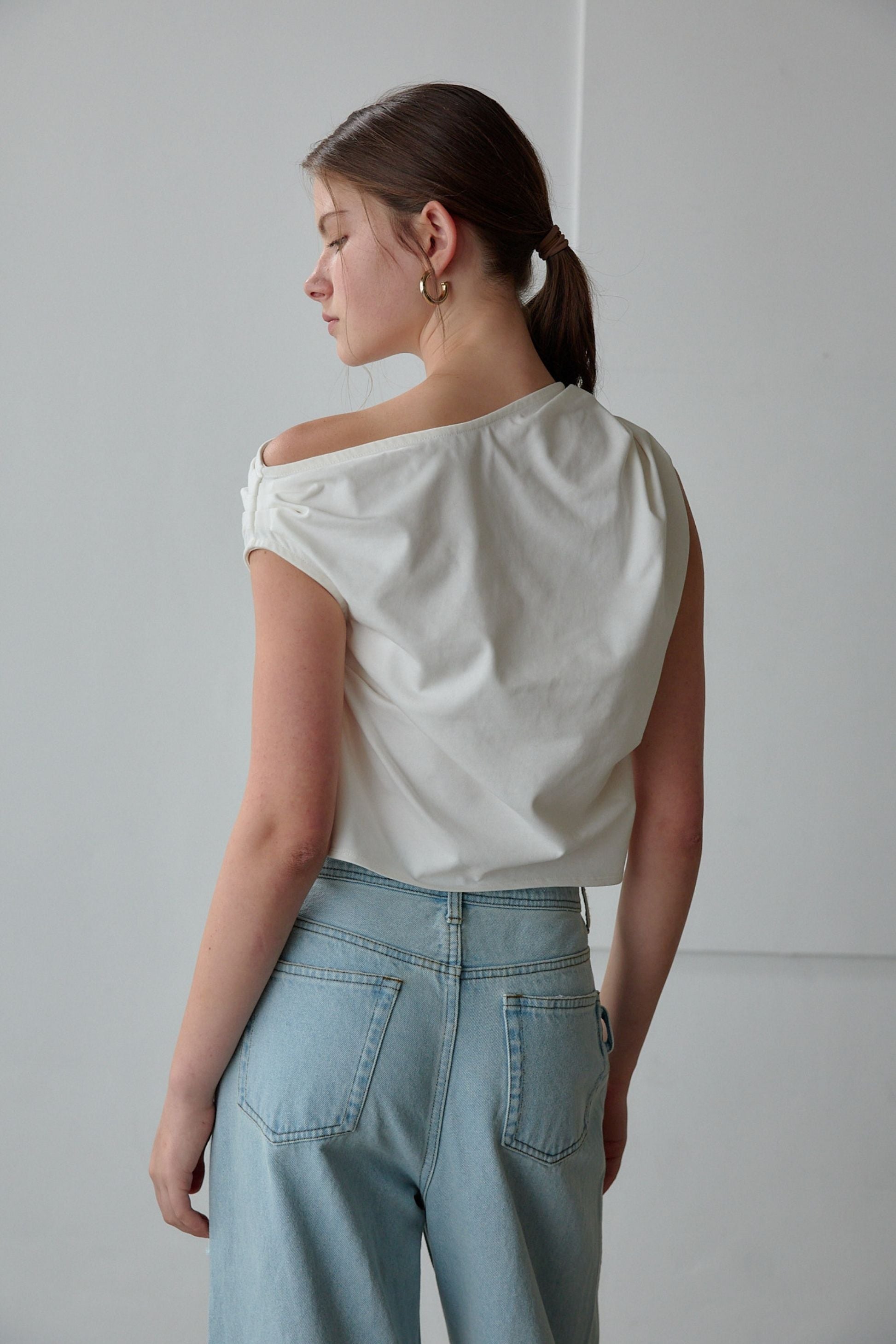 Drape one-shoulder cut tops
