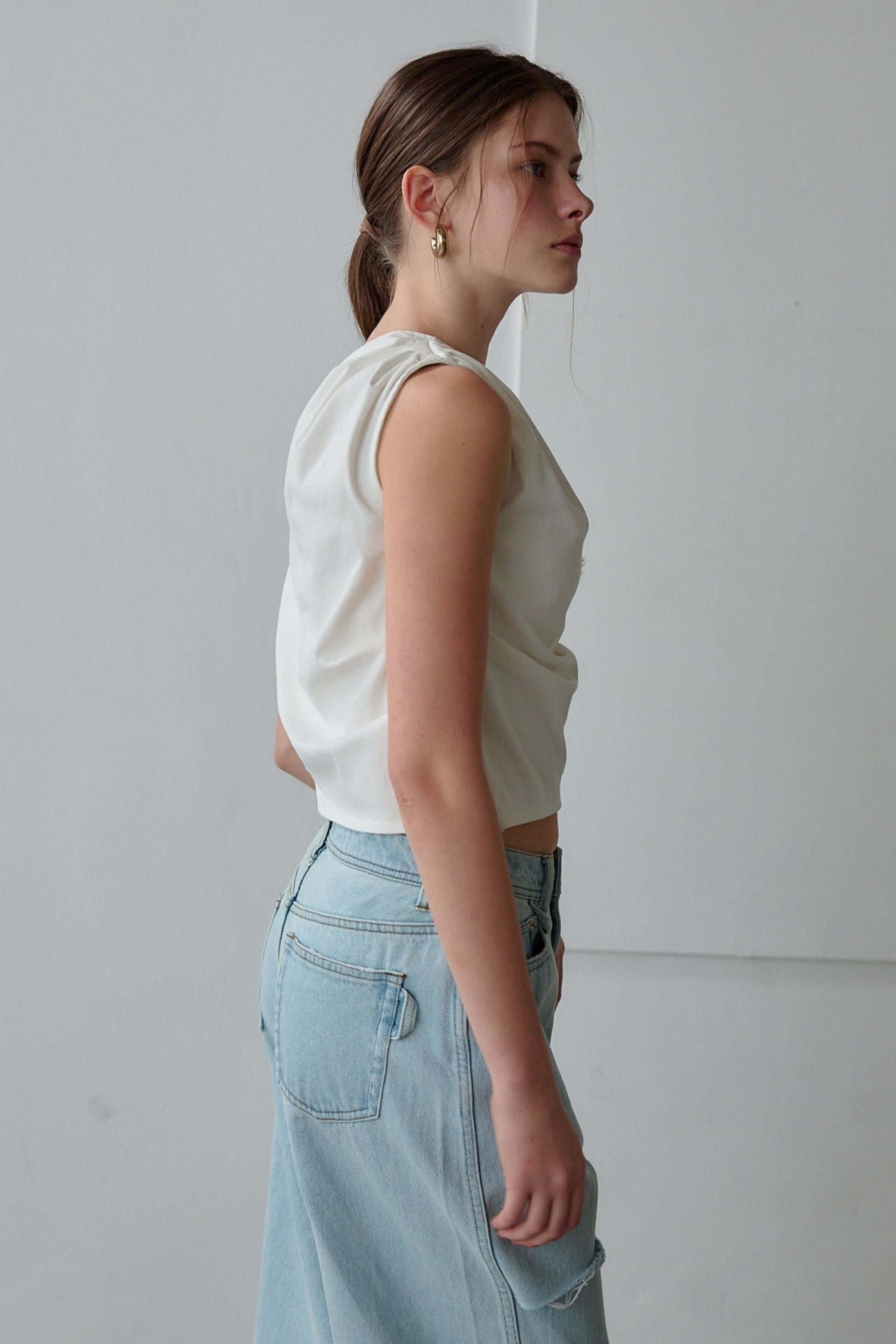 Drape one-shoulder cut tops