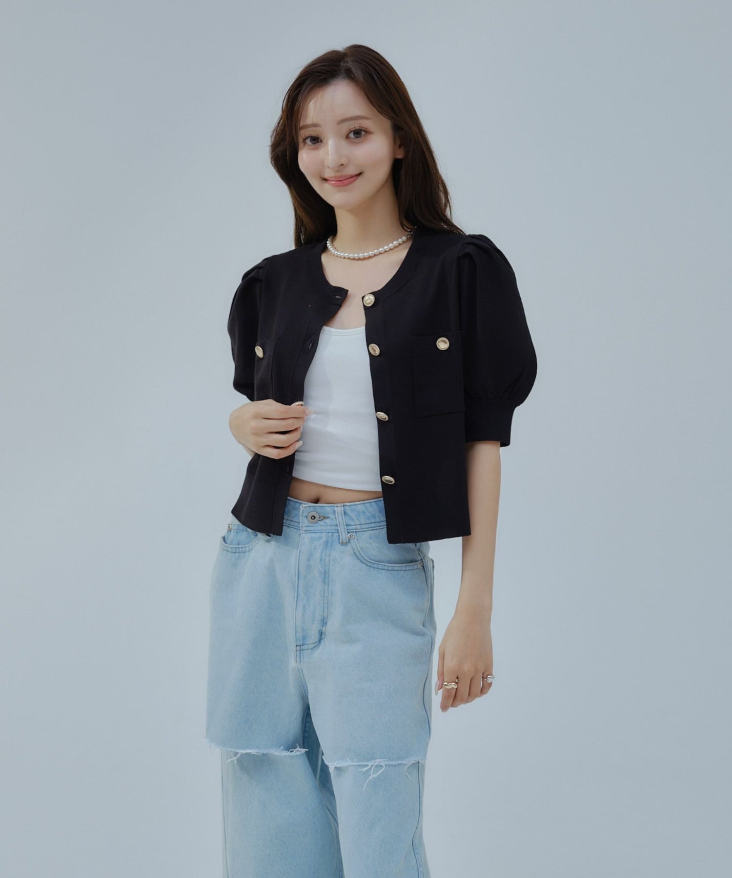 gold button knit