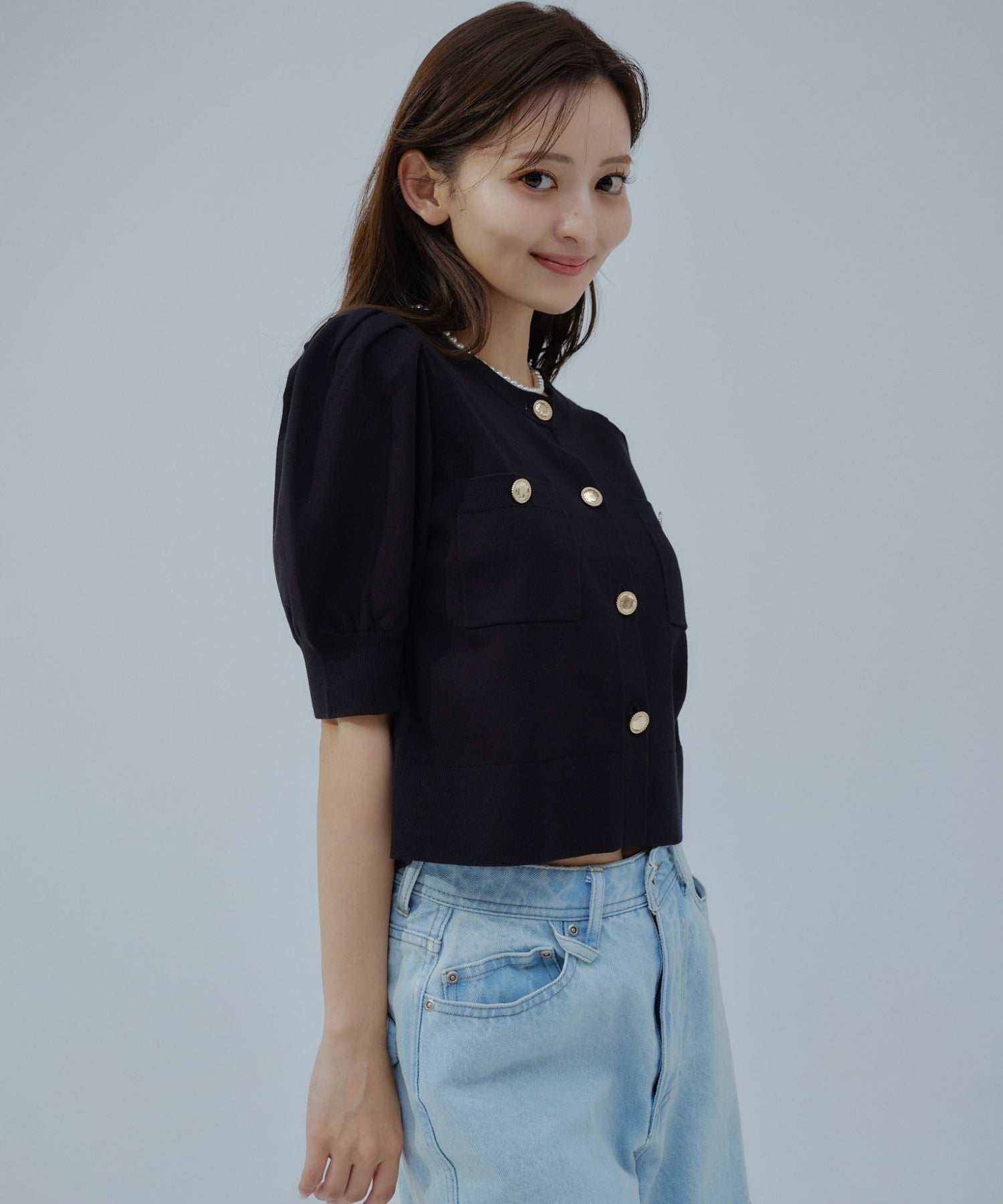 gold button knit