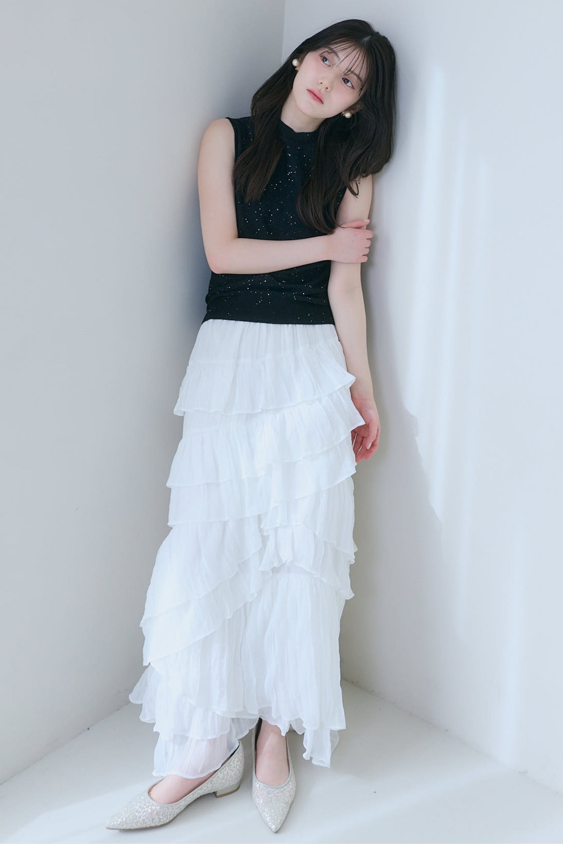 シフォンティアードスカート