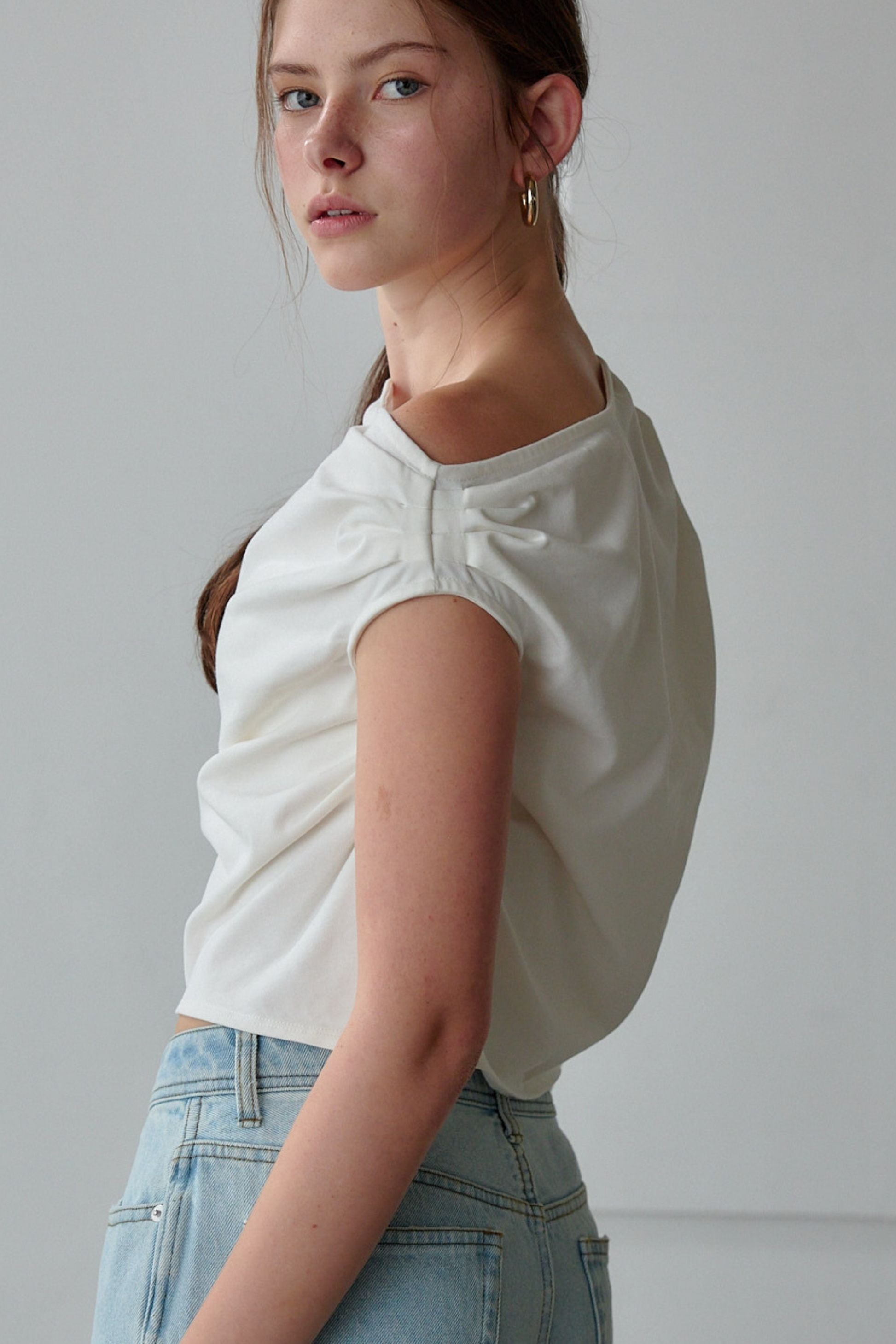 Drape one-shoulder cut tops