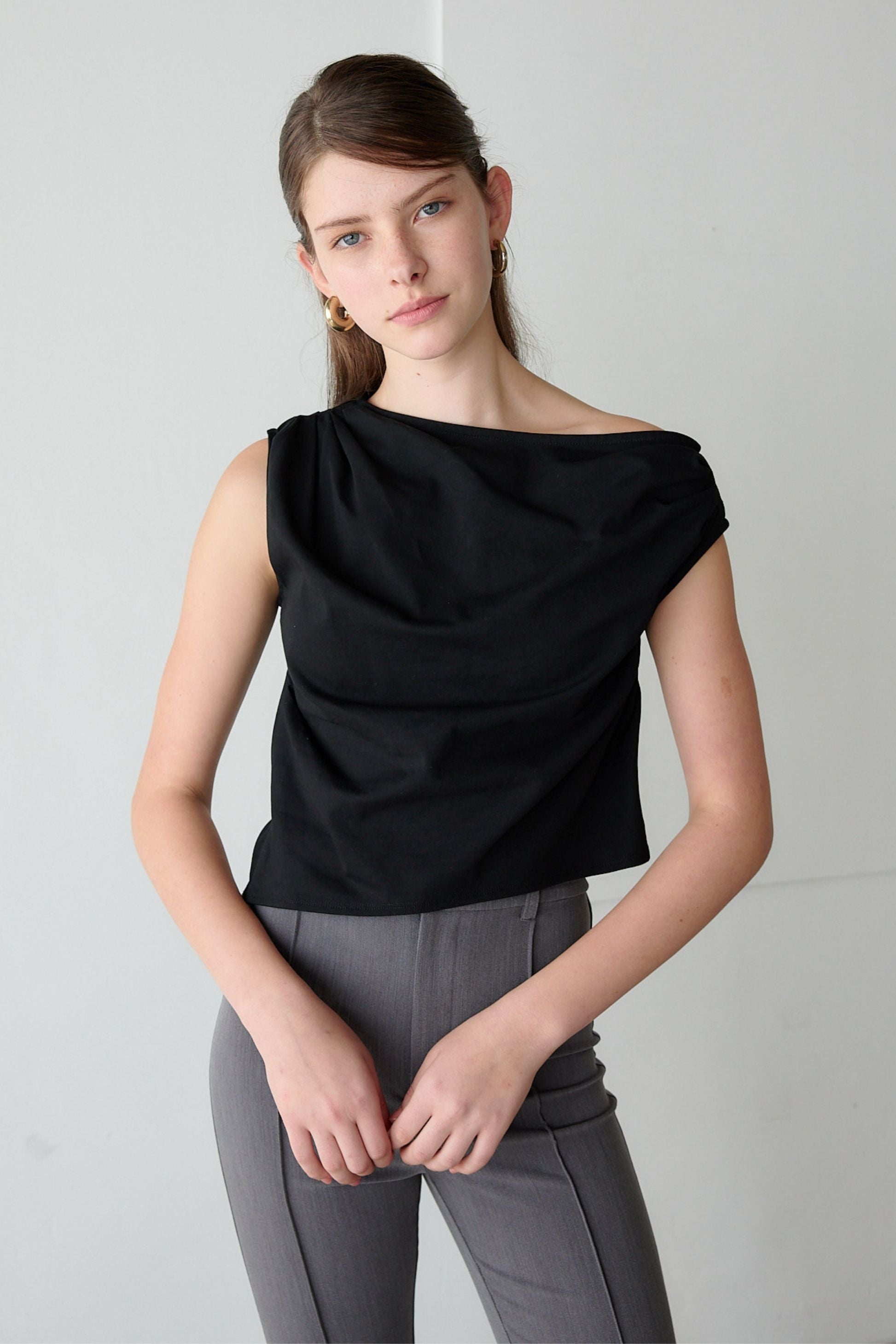 Drape one-shoulder cut tops