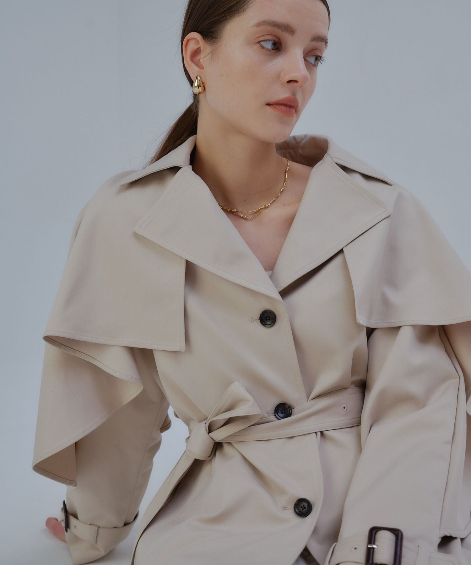【SALE】Cape trench coat(beige)
