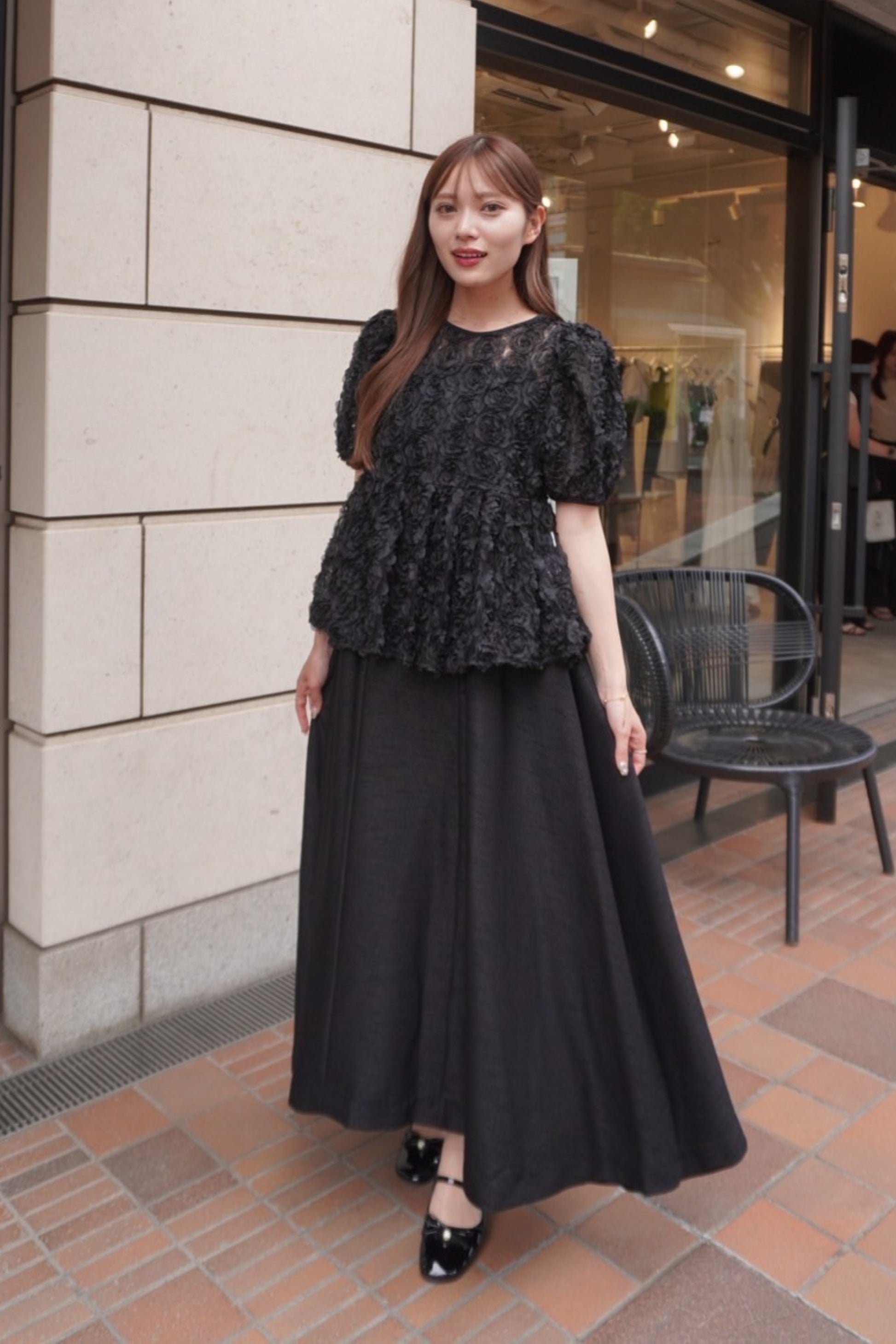 Flower tulle blouse