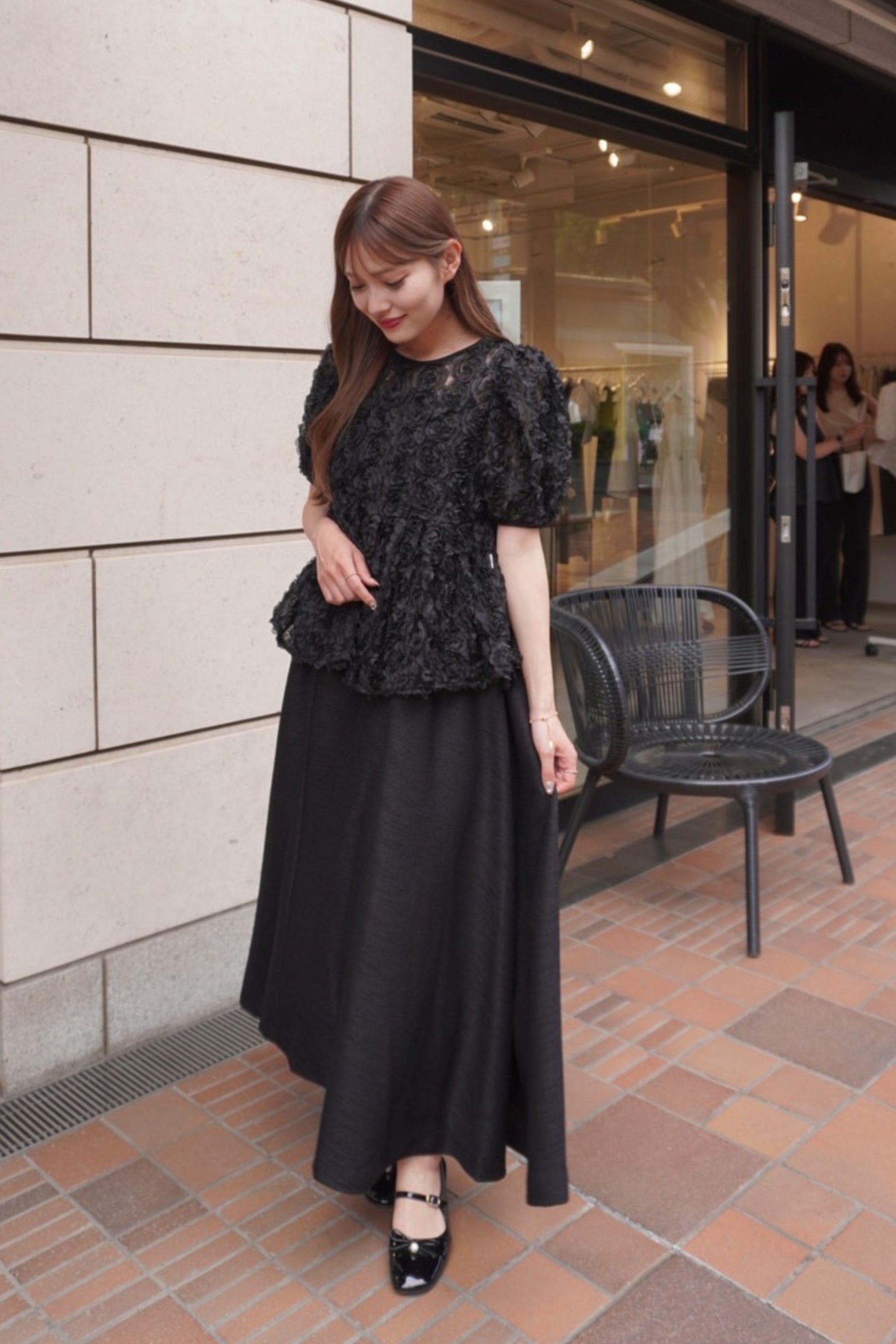 Flower tulle blouse