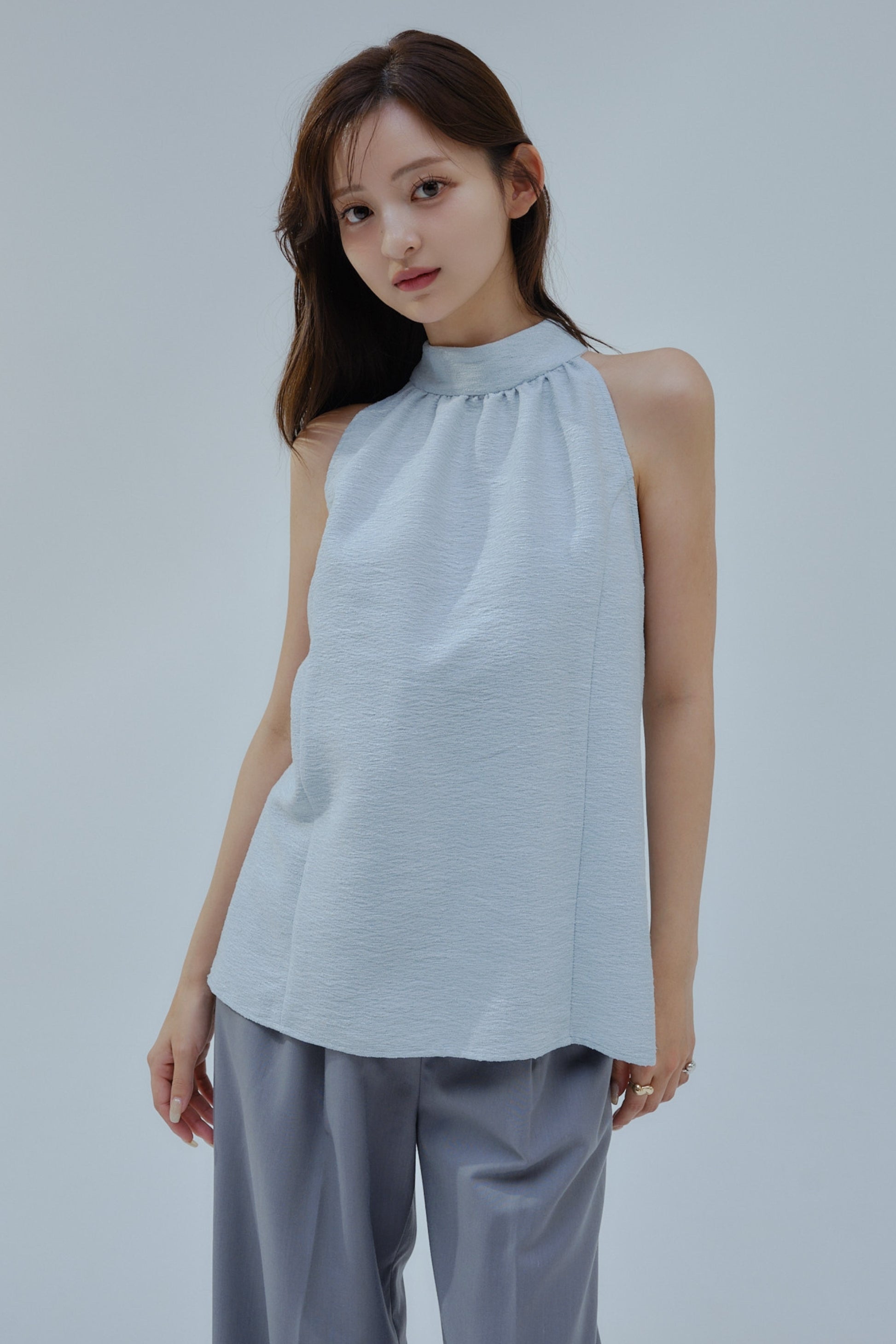Halter neck tweed tops