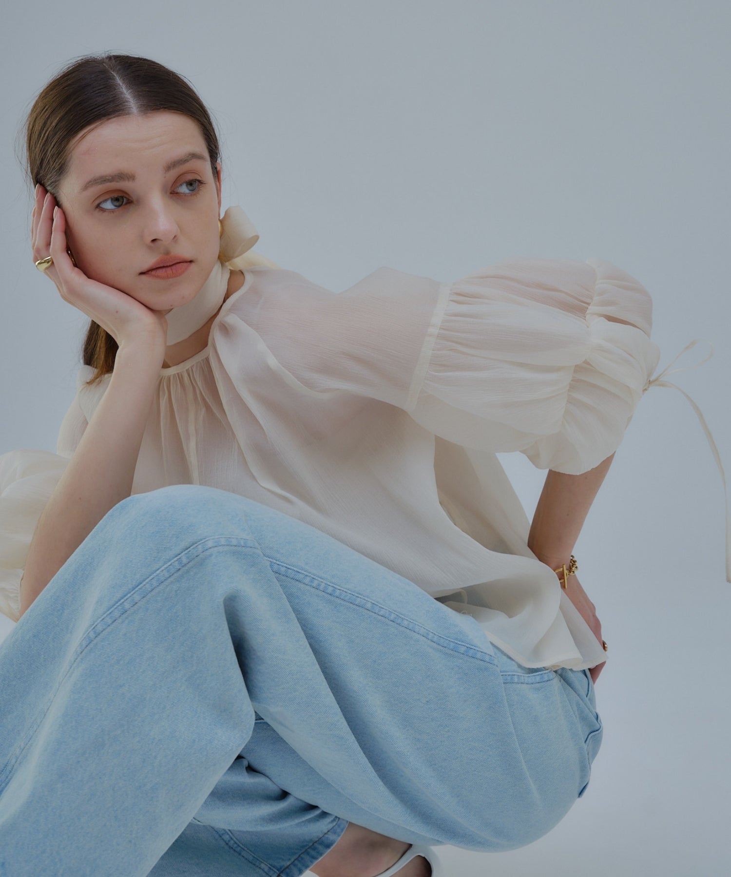 Sheer puff blouse