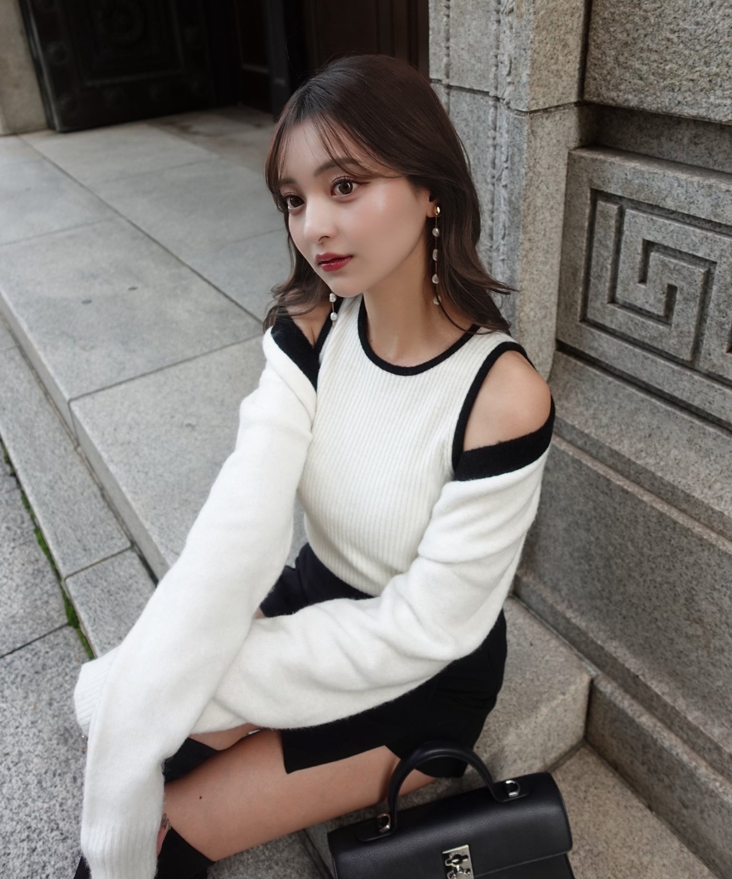 【SALE】Bicolor knit ensemble