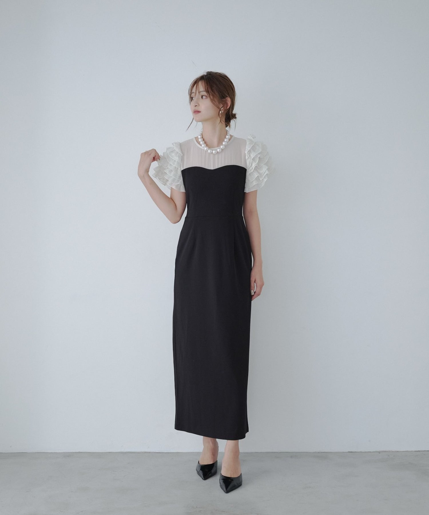 Docking shiffon ribbon dress