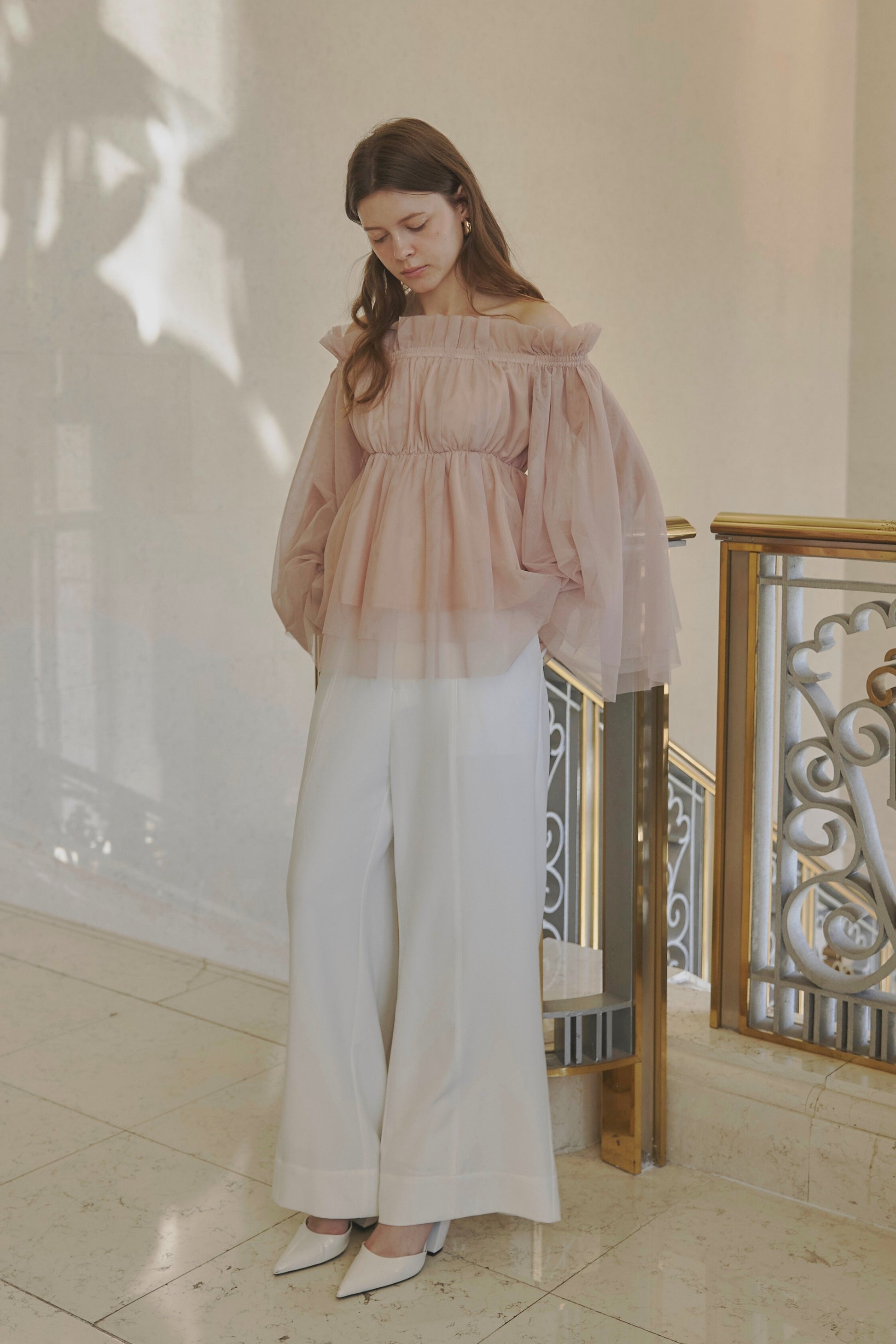 Tulle peplum blouse