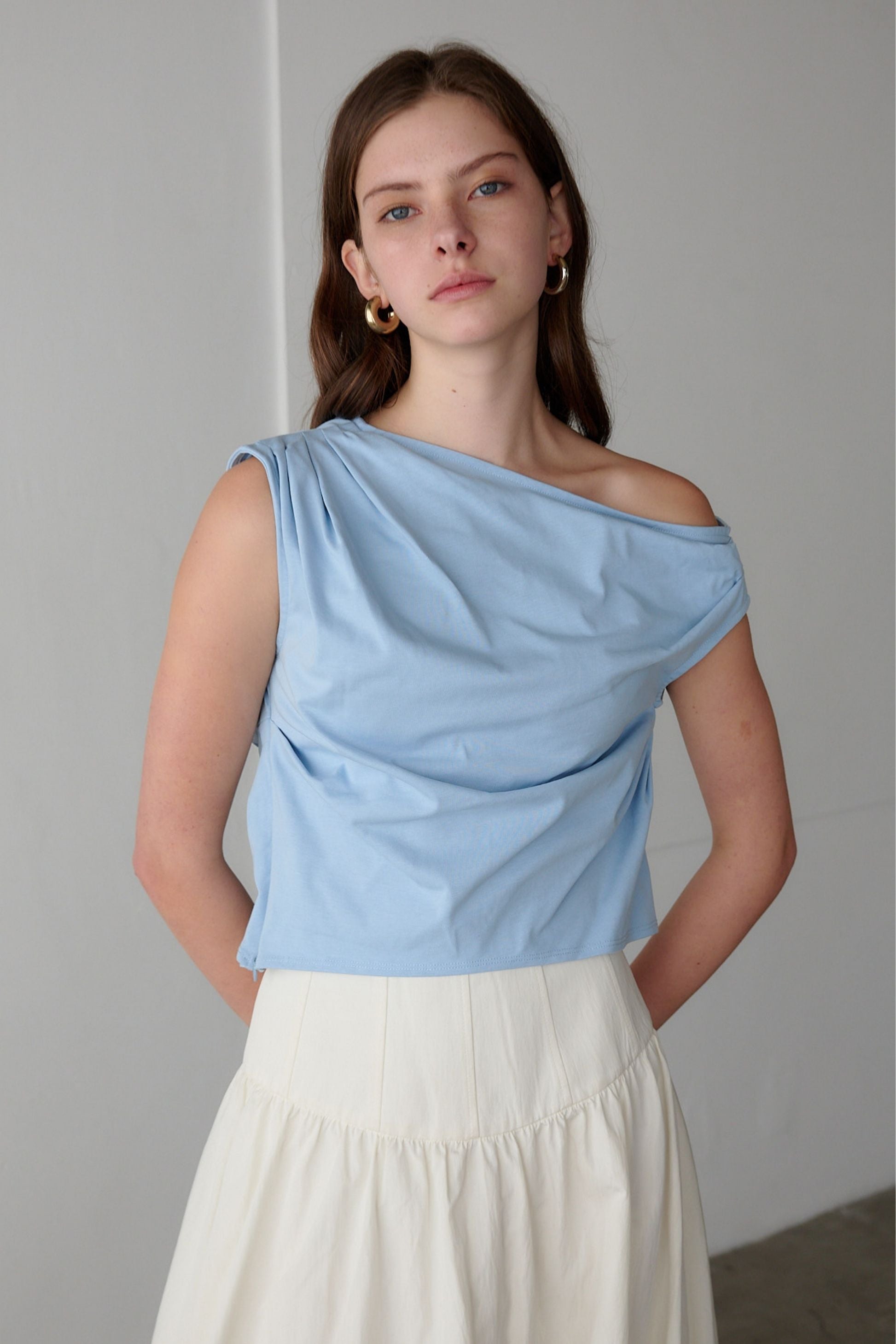 Drape one-shoulder cut tops