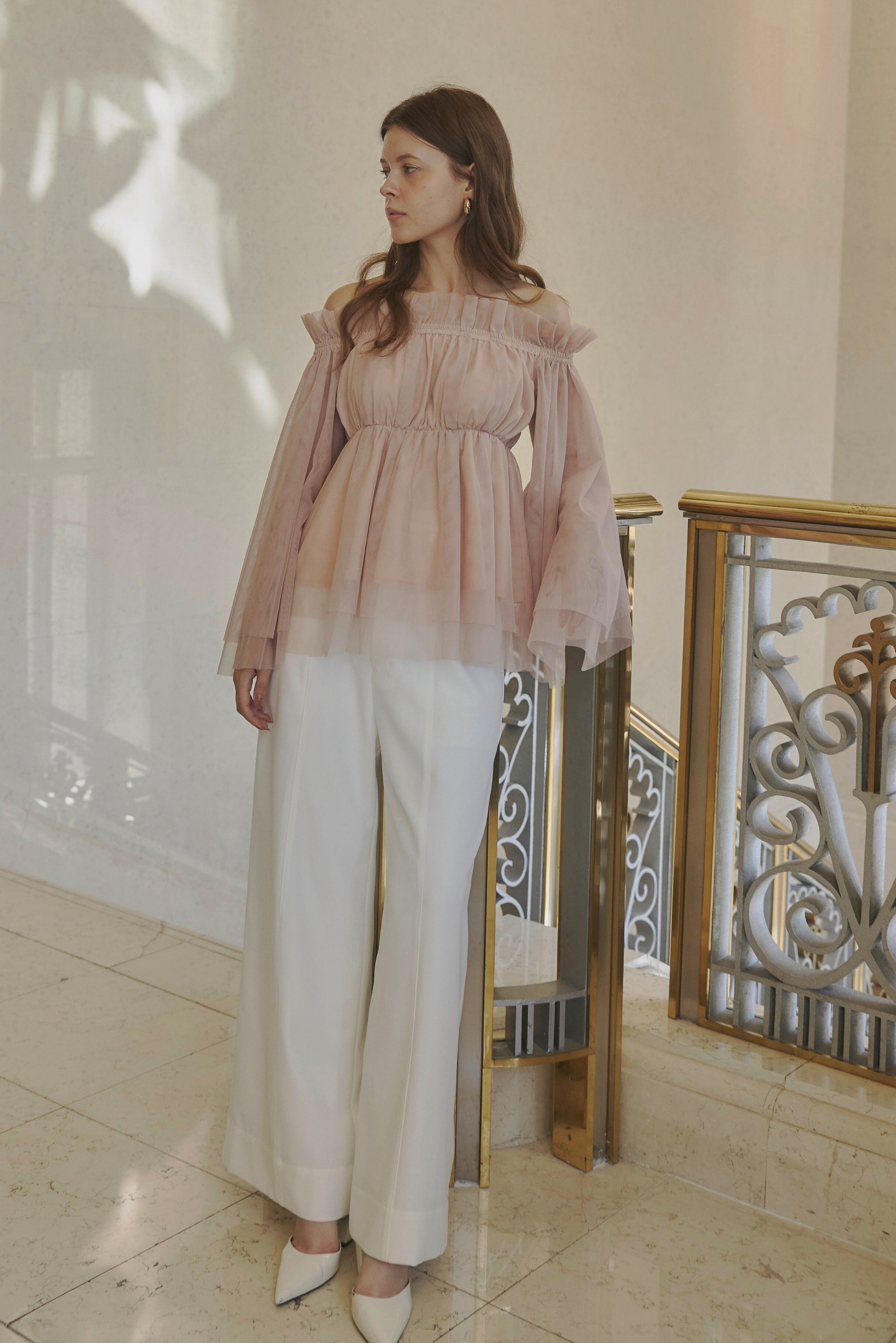 Tulle peplum blouse