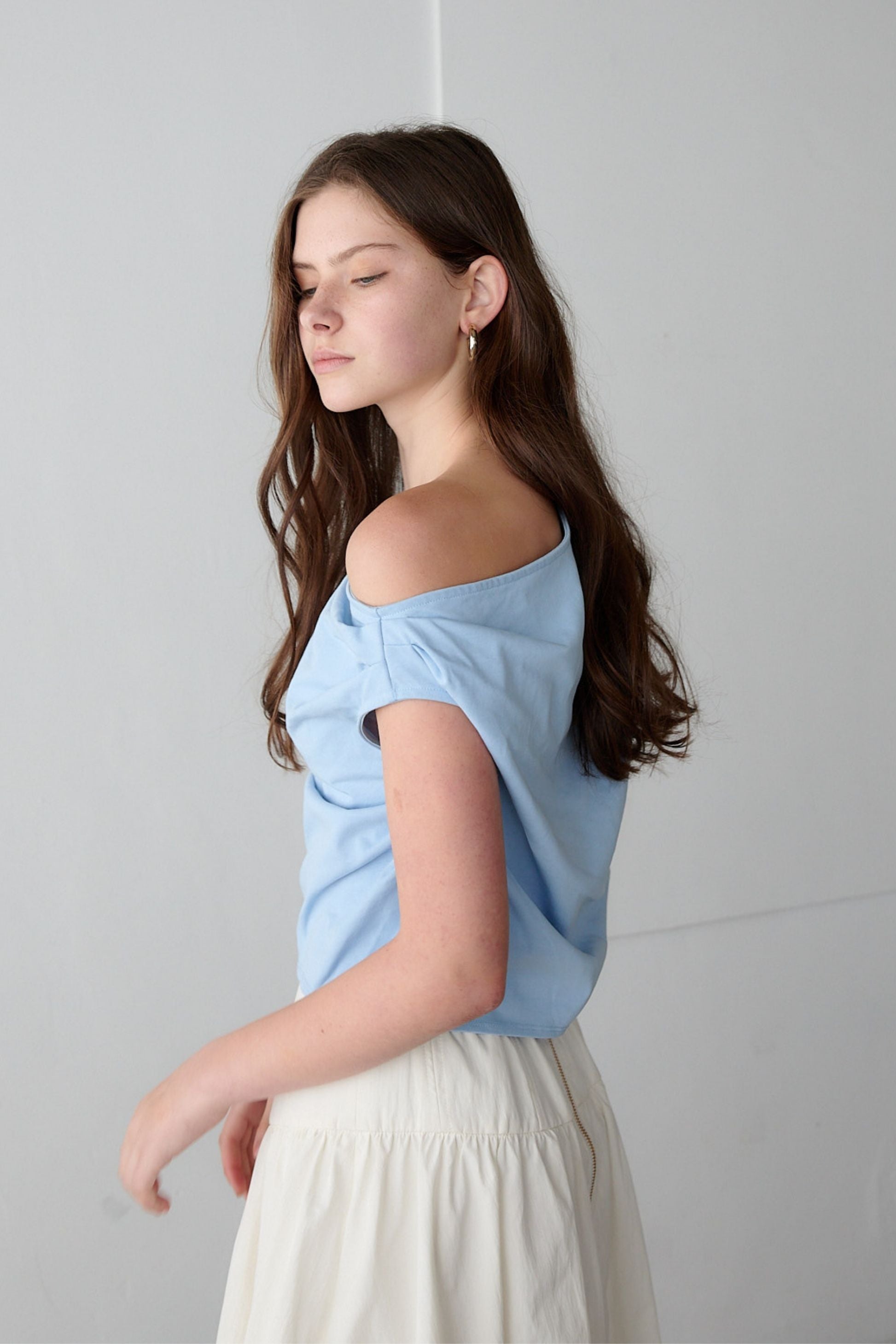 Drape one-shoulder cut tops