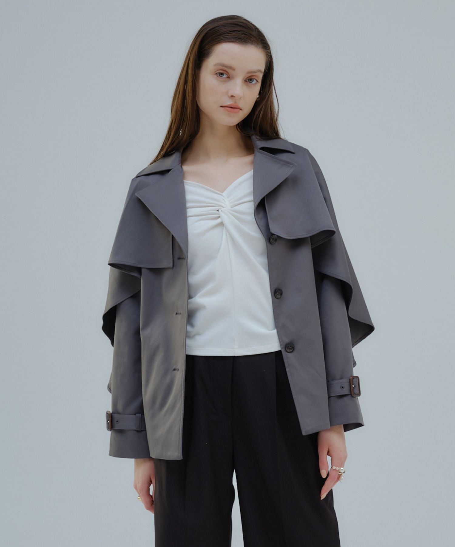 Cape trench coat【Gray】