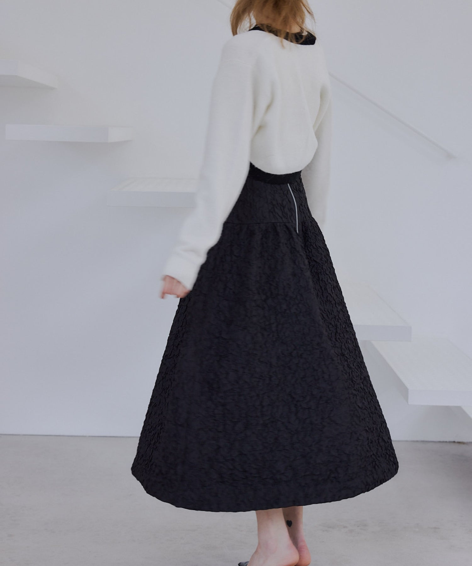 Jacquard volume skirt【Black】