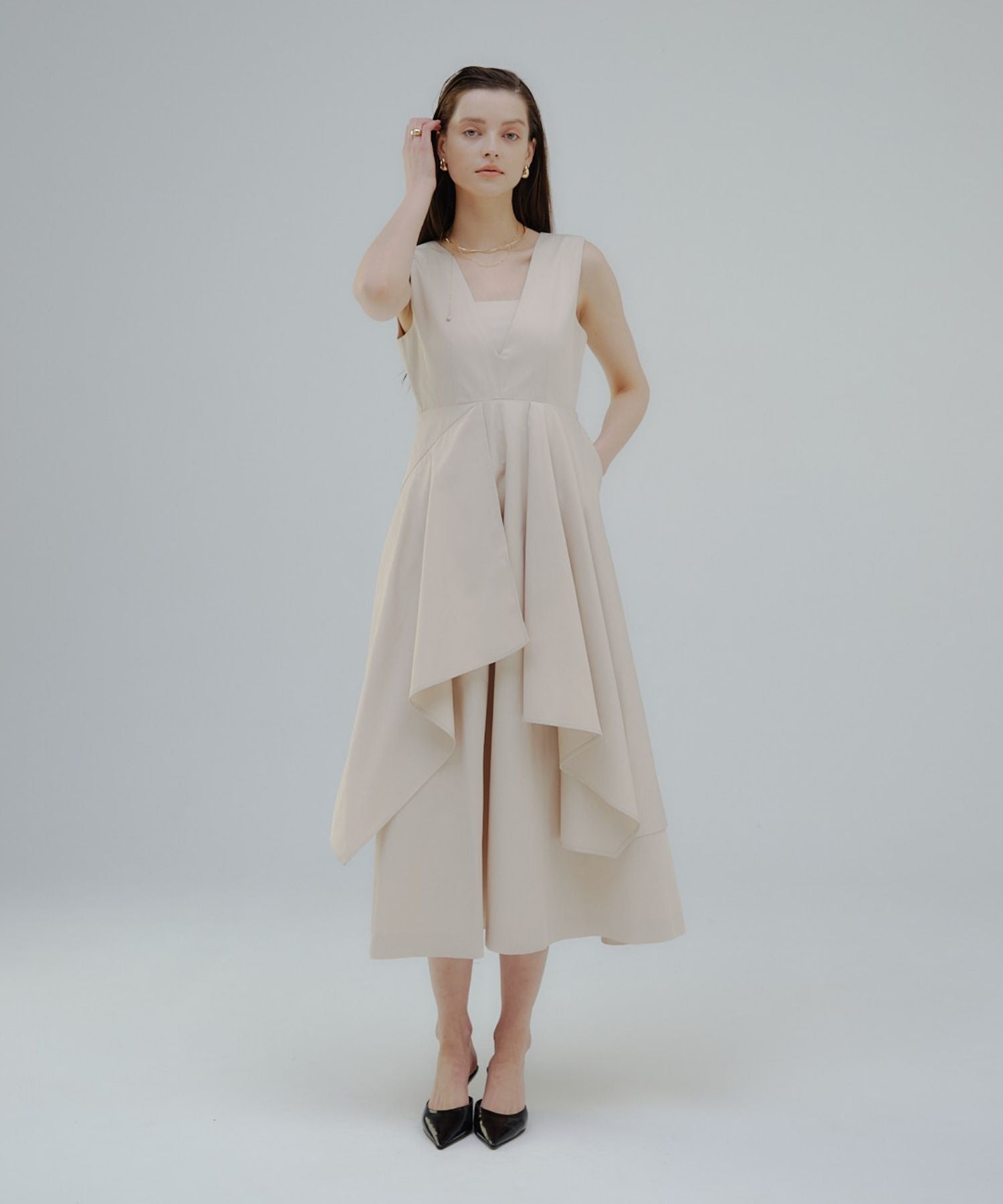 Tiered flare jumper skirt