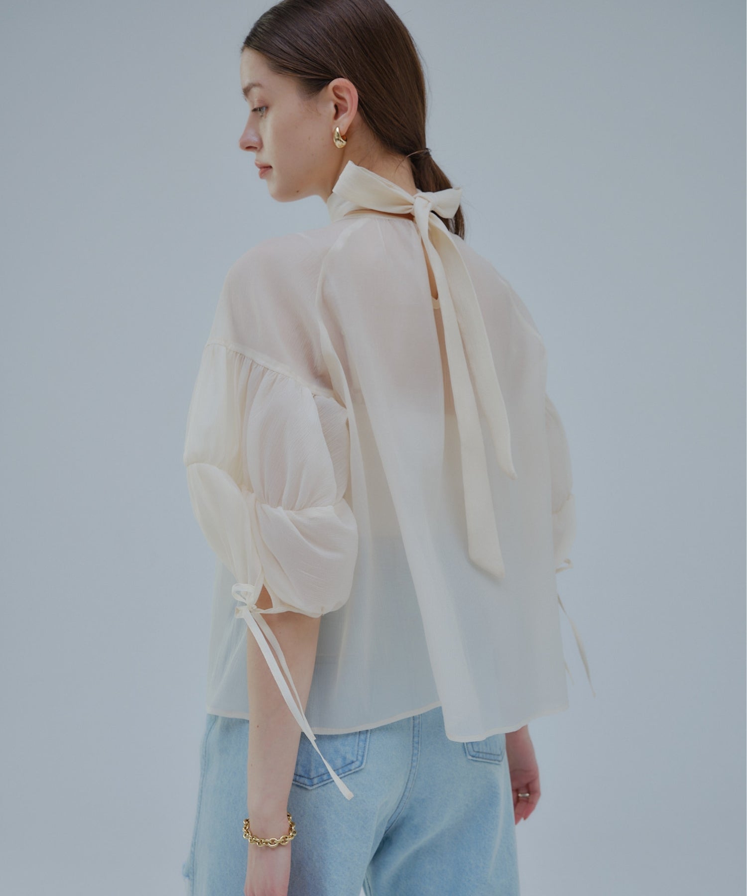 Sheer puff blouse