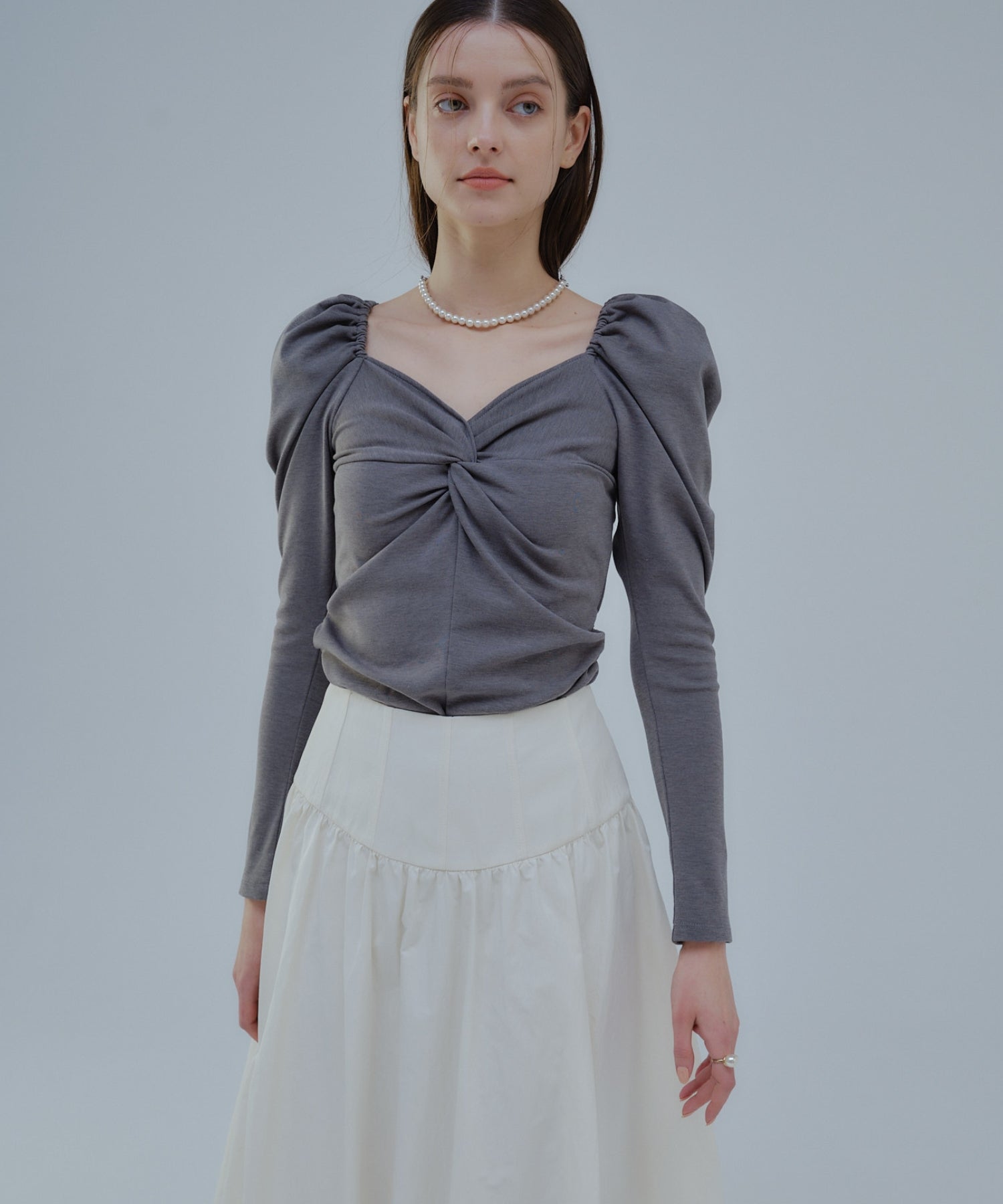 Cut gather tops【Gray】