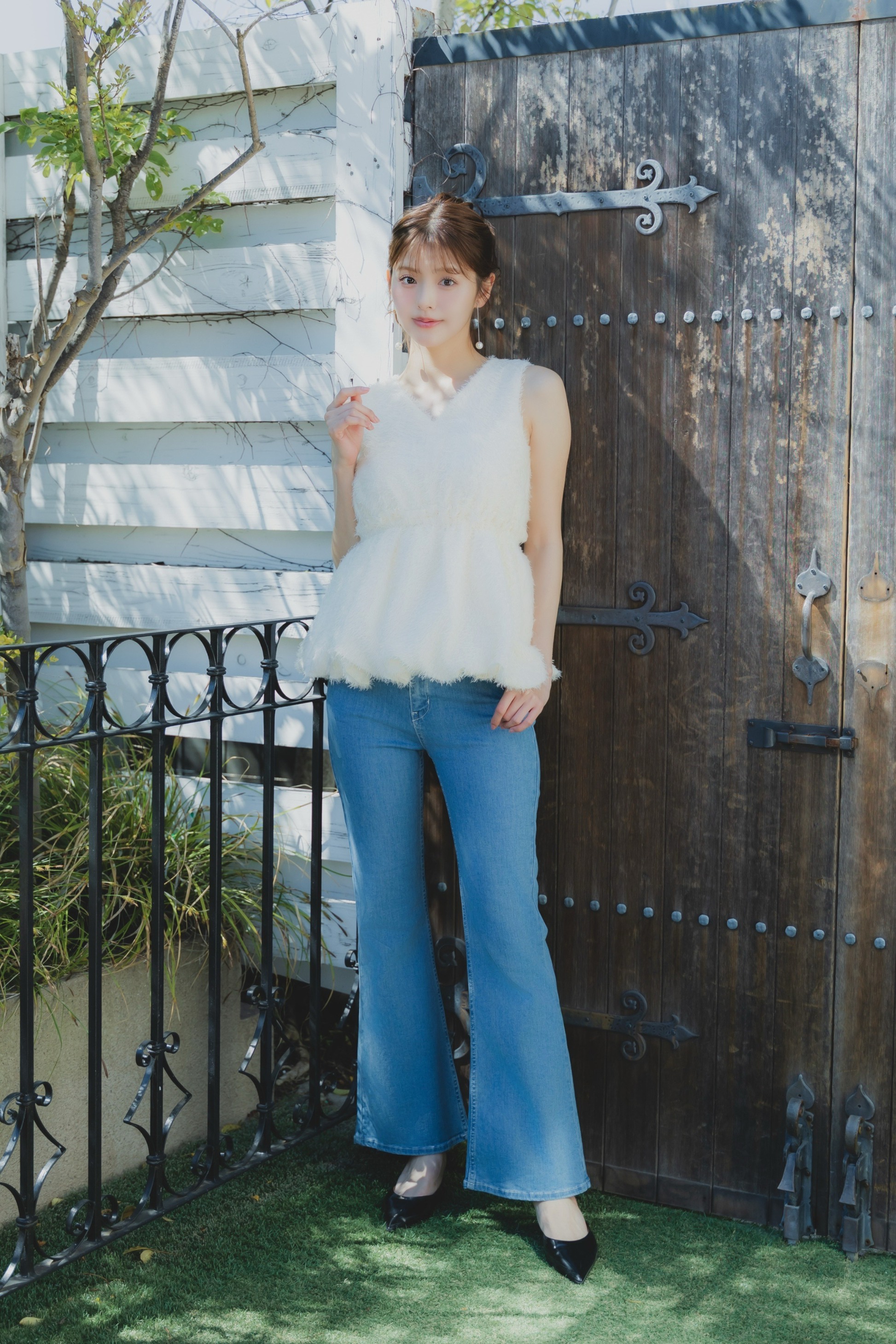 フリンジジャガードブラウス