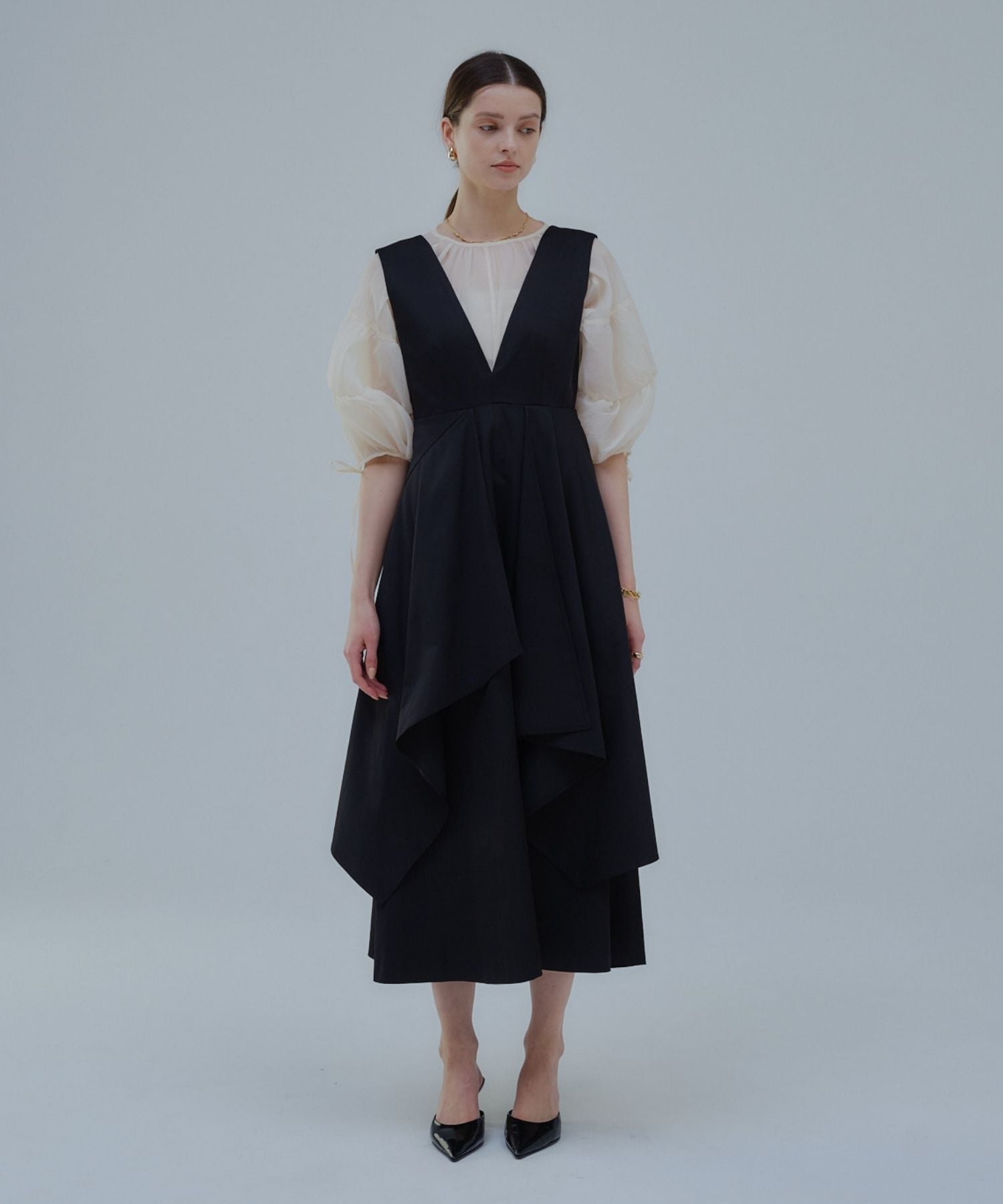 Tiered flare jumper skirt
