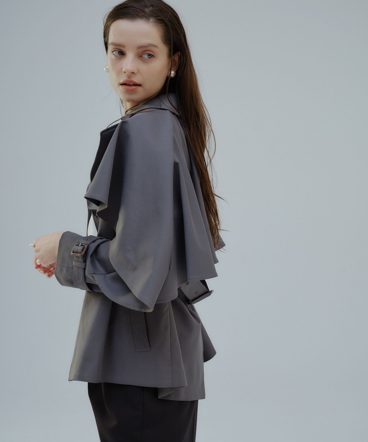 Cape trench coat【Gray】