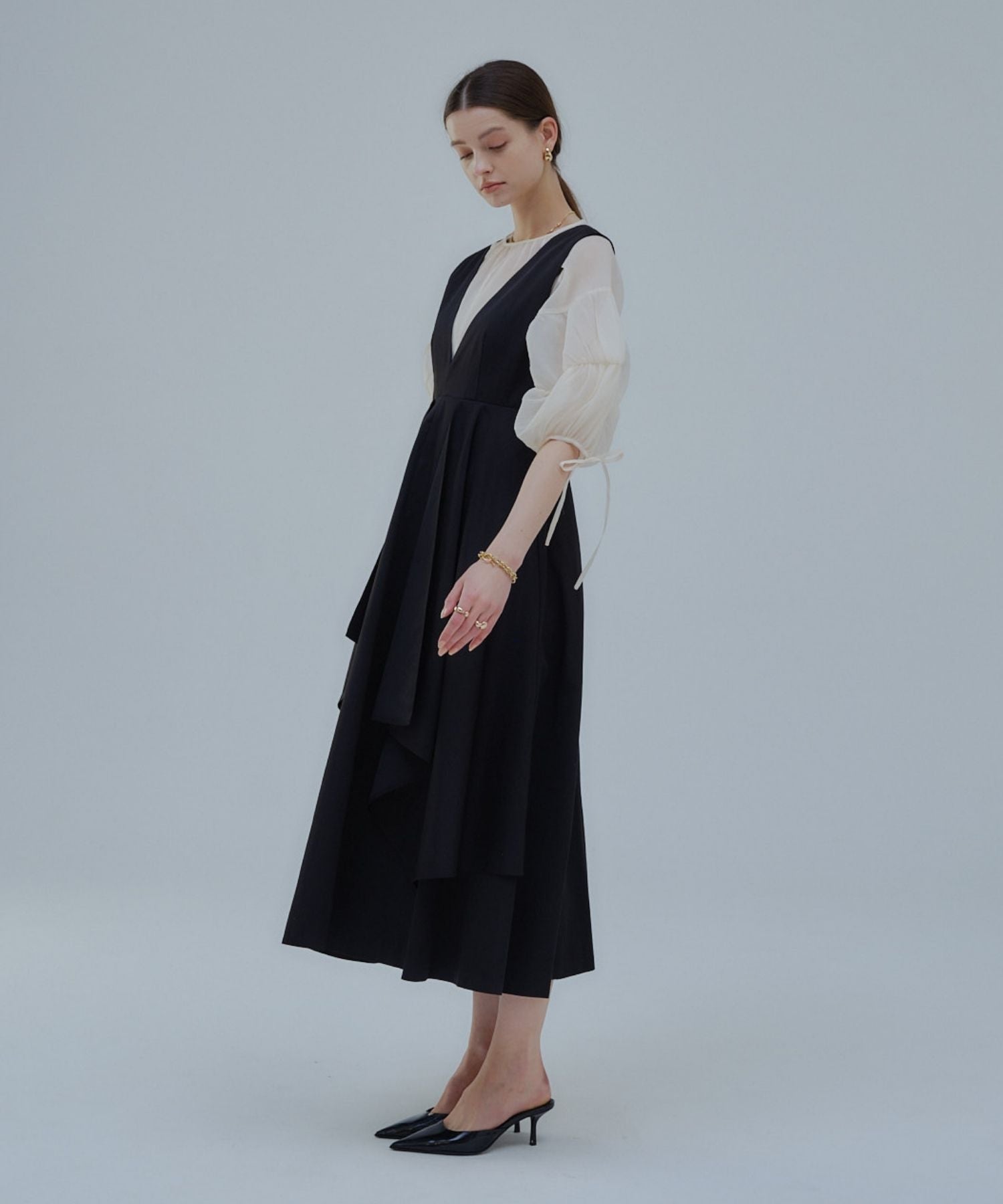 Tiered flare jumper skirt