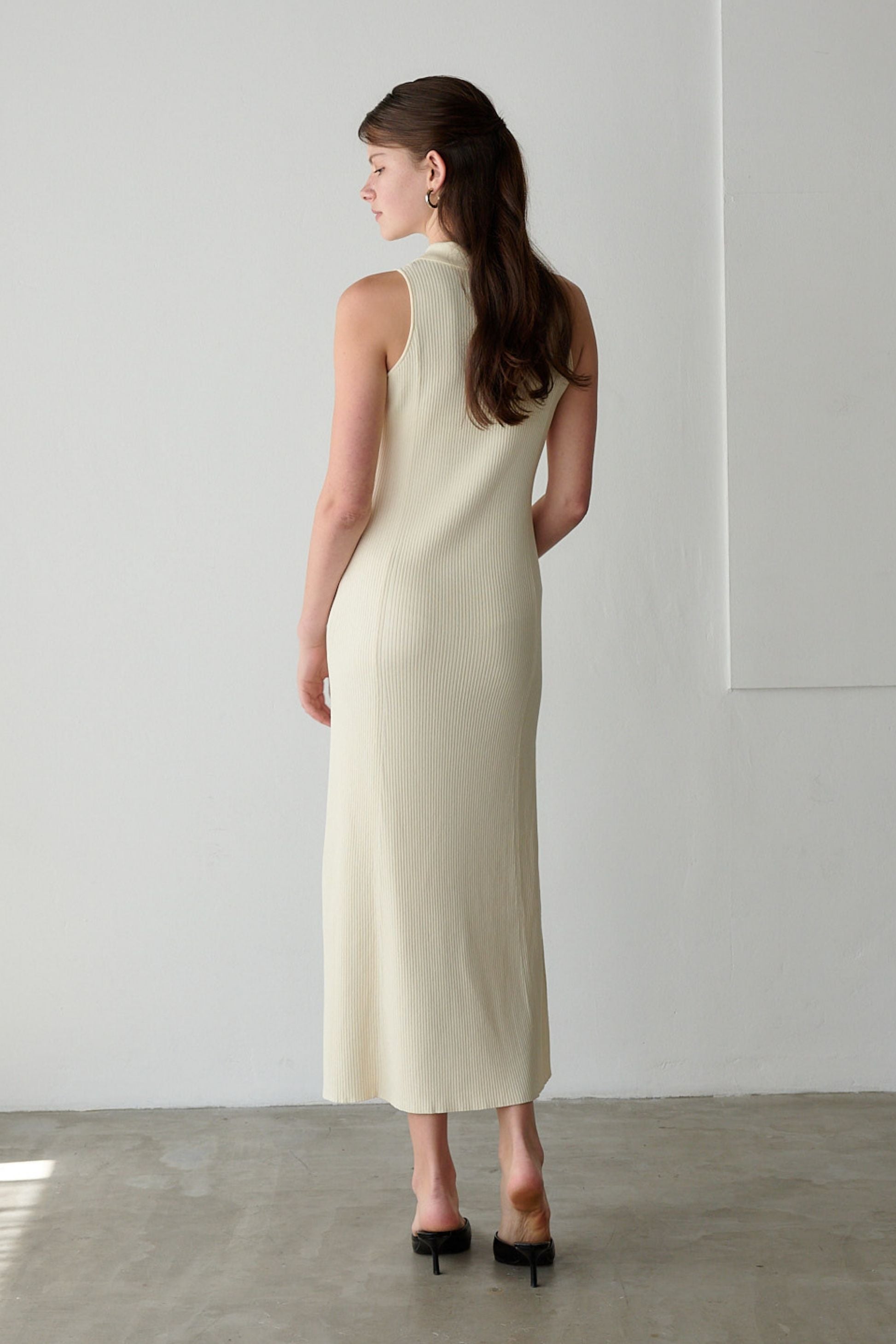 Polo collar knit one-piece