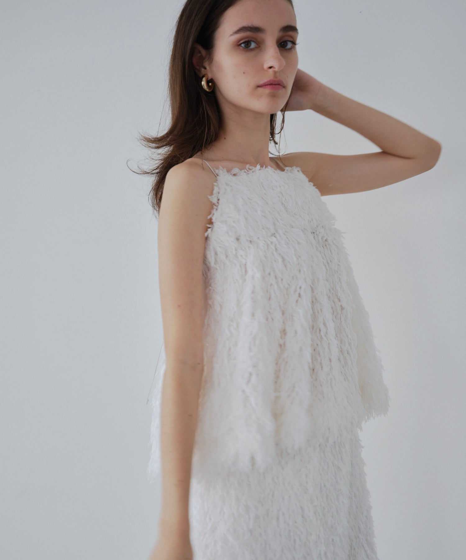 Feather fringe cami【Ivory】