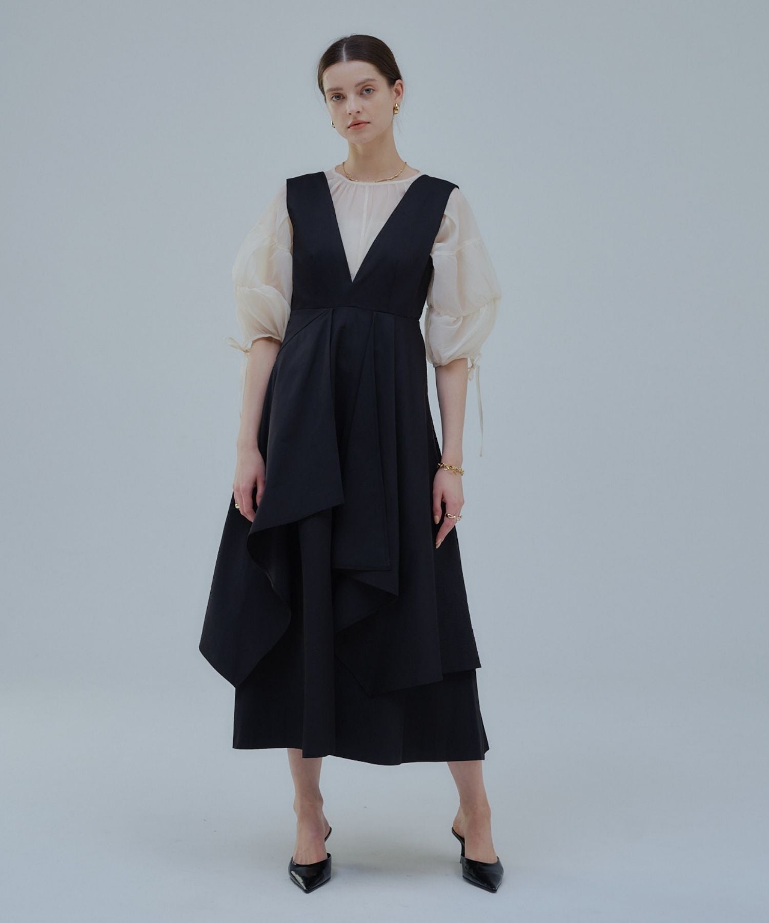 Tiered flare jumper skirt