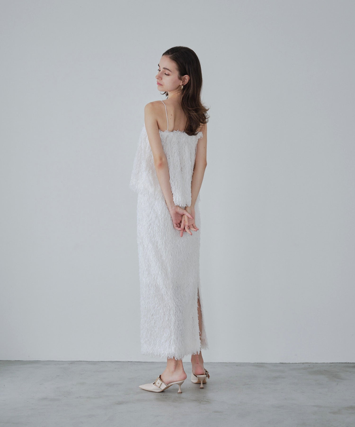 Feather fringe cami【Ivory】